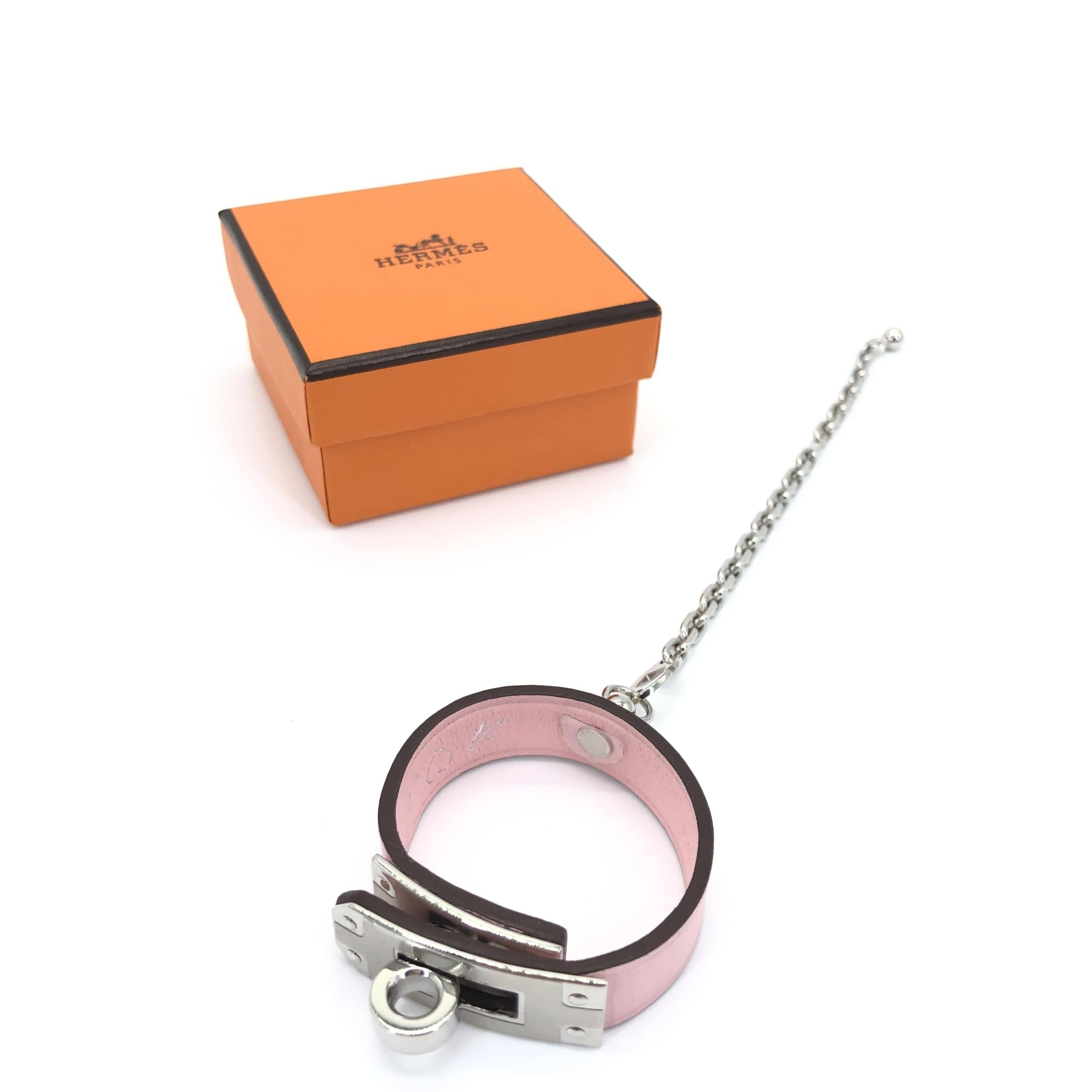 Hermès Hermès Rose Sakura Swift Leather Micro Kelly Bracelet with Palladium Hardware C327224