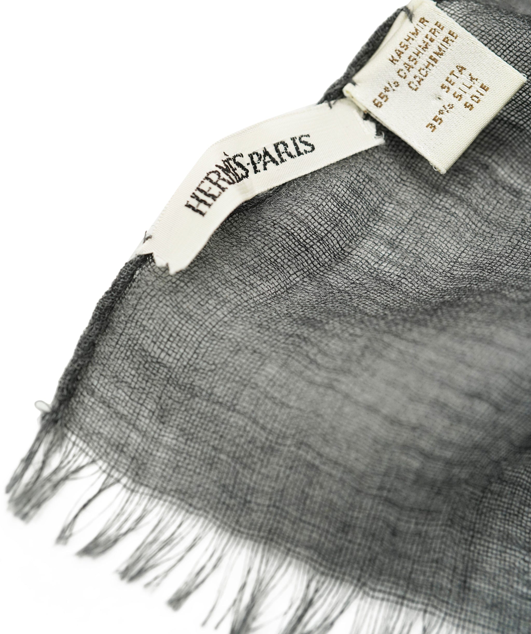 Hermès Hermes small rectangular cashmere grey two tone scarf with box - AJC0909