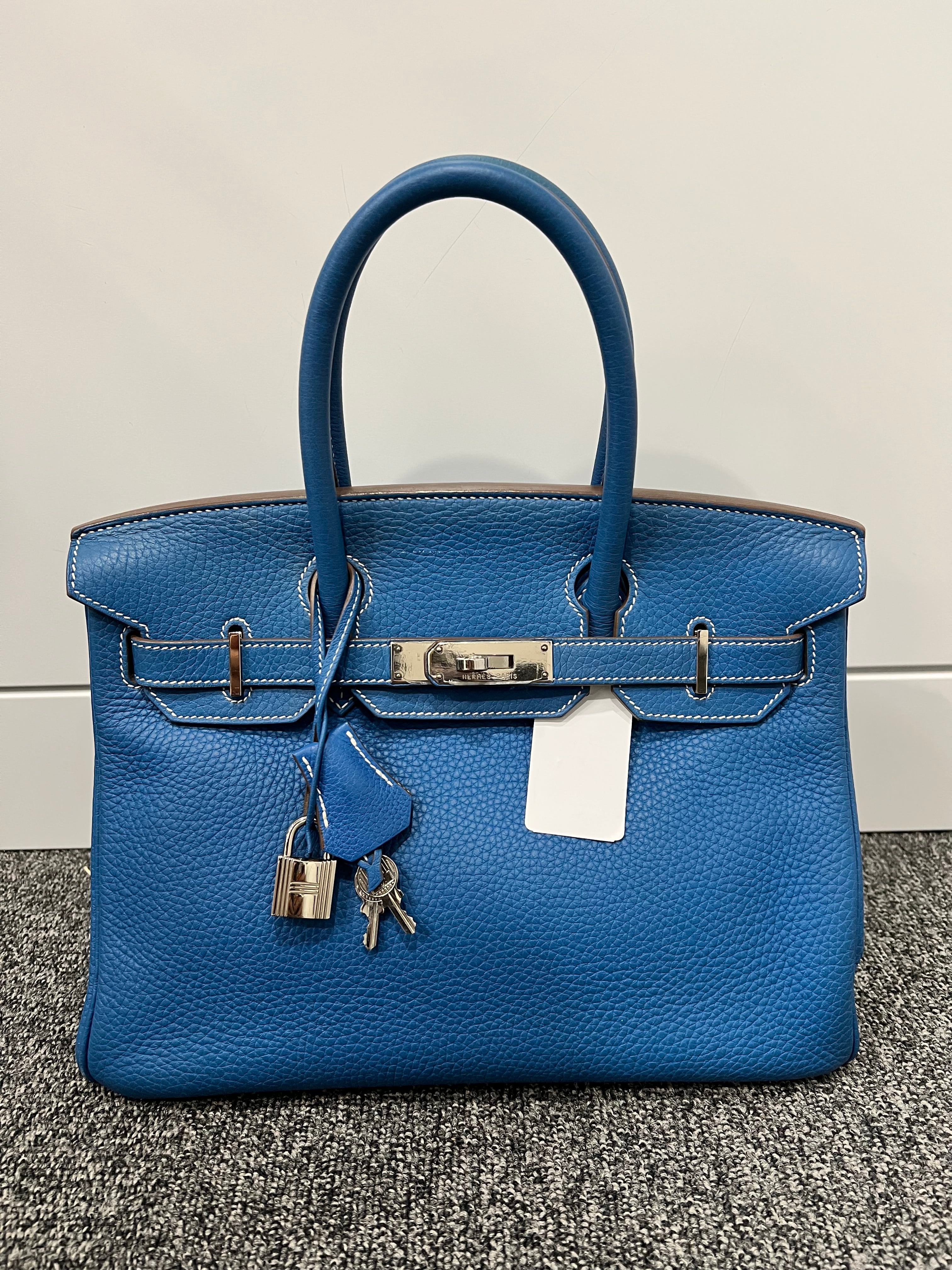 HERMES HERMES Taurillon Mykonos x White SV Bicolor Birkin 30 B05143QZBJ