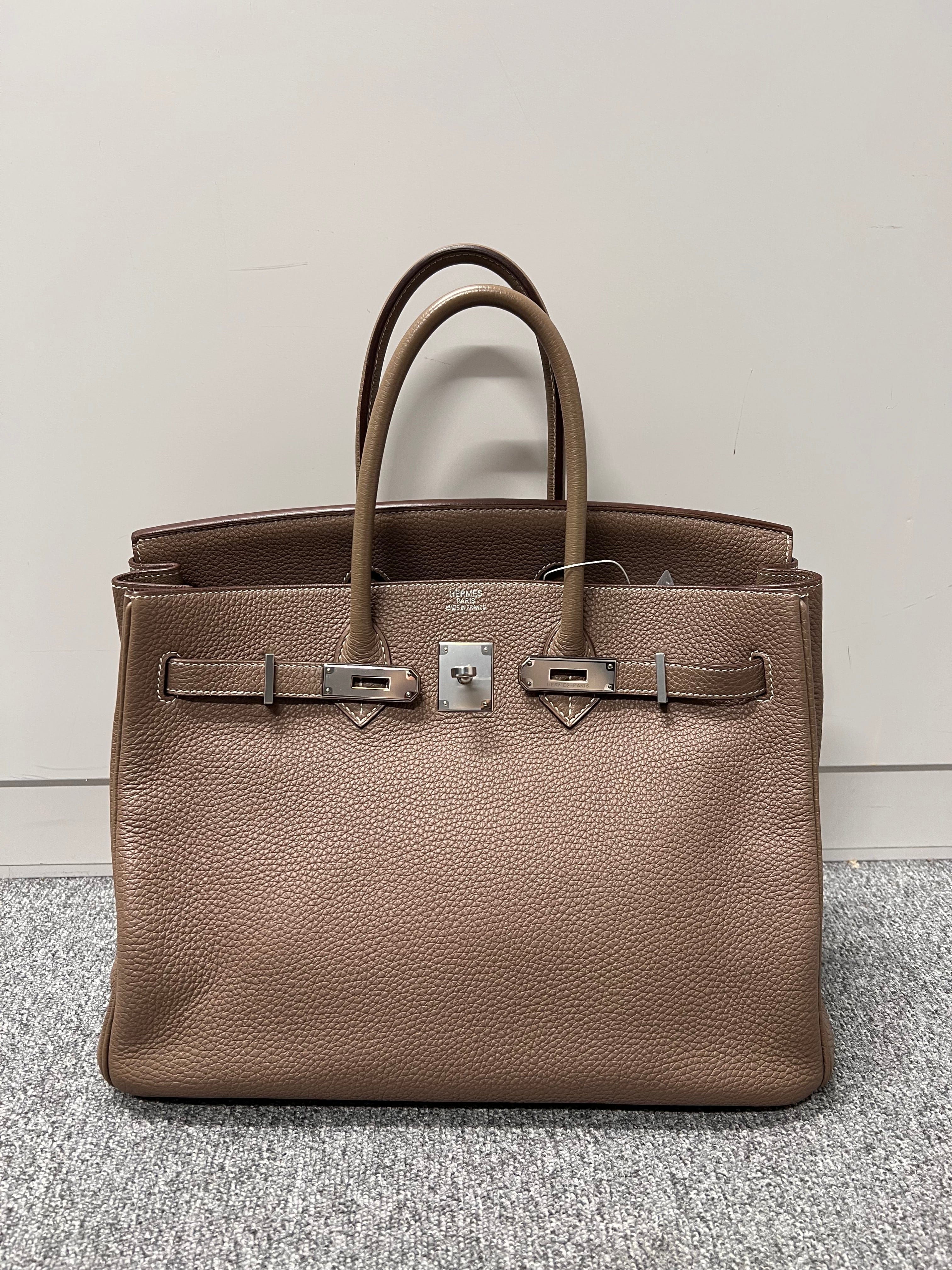 HERMES HERMES Togo Etoupe SV Birkin 35 B0926X385X