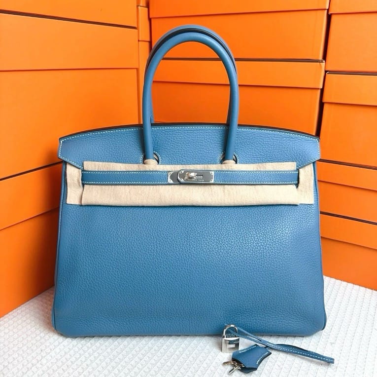 HERMES Hermes Vintage Birkin 35 Blue Jean Togo PHW SYC2215