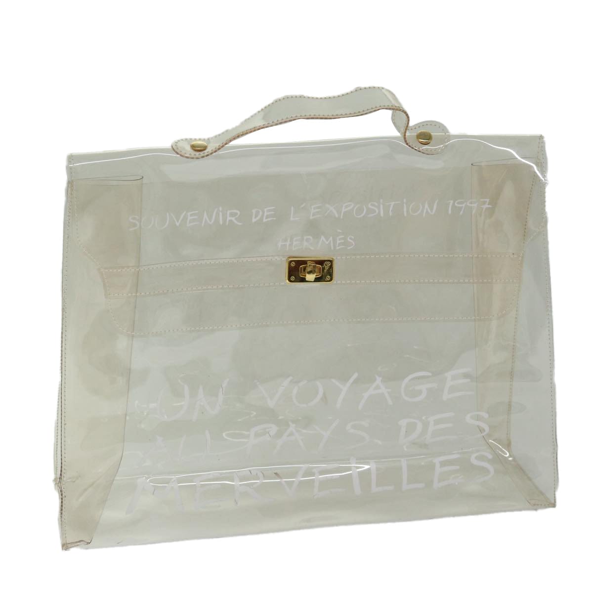 Hermès HERMES Vinyl Kelly Hand Bag Vinyl Clear Auth 68039 68039