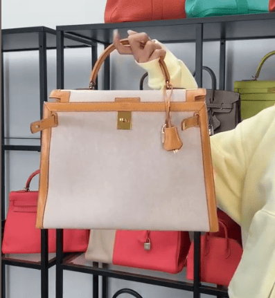 Hermes IB26040010 Hermes Kelly 35 Naturel Peau Porc Ecru Toil GHW