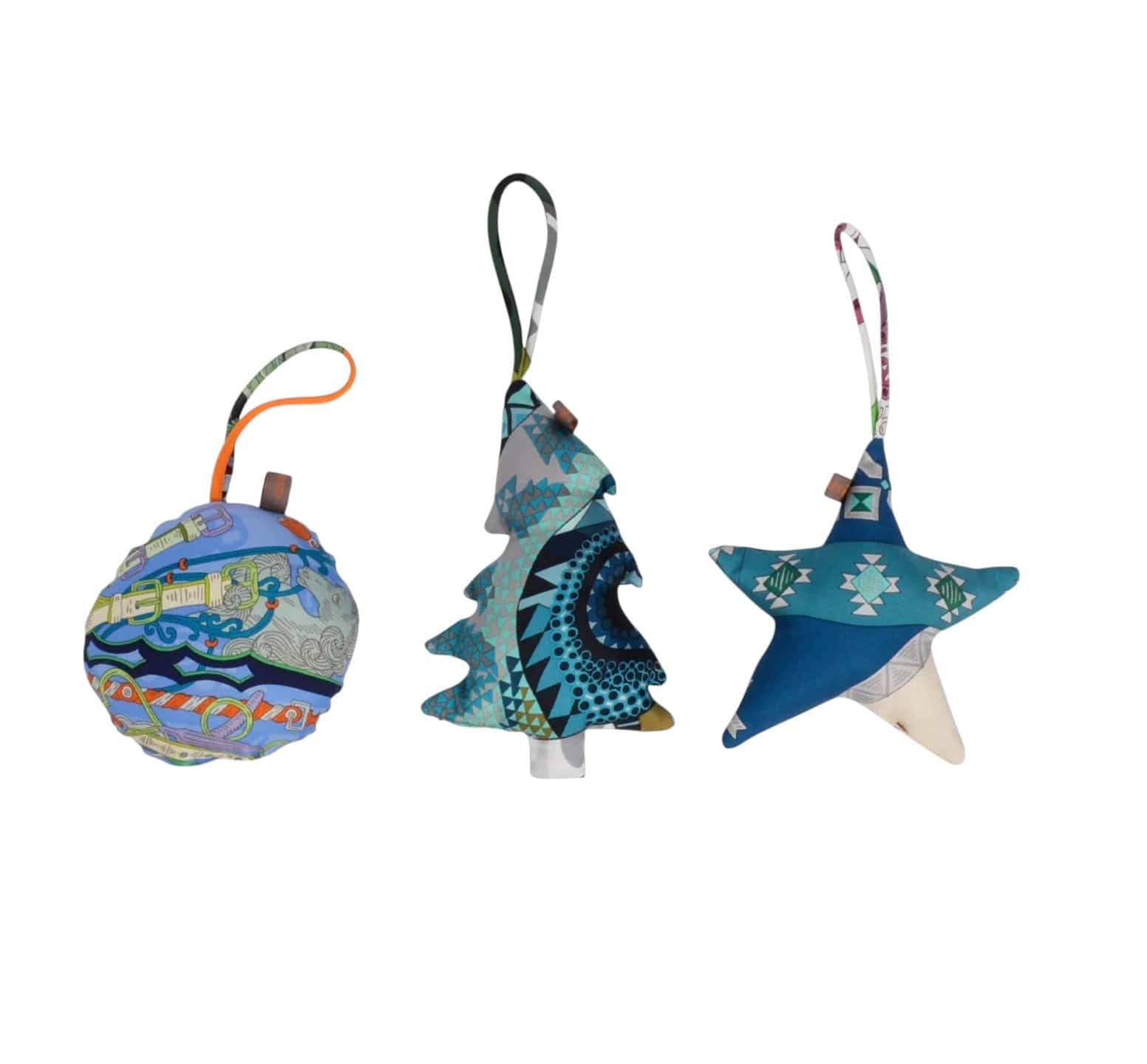 Hermes Hermes Multi-Color Silk Petit H Christmas Ornaments