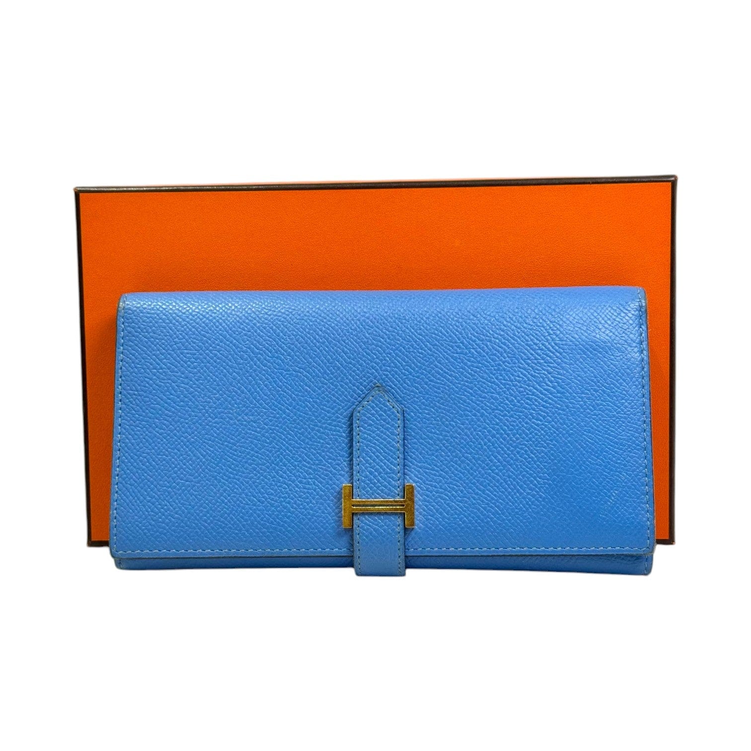 Hermes Hermes Bearn Long Fold Wallet Blue/Gold