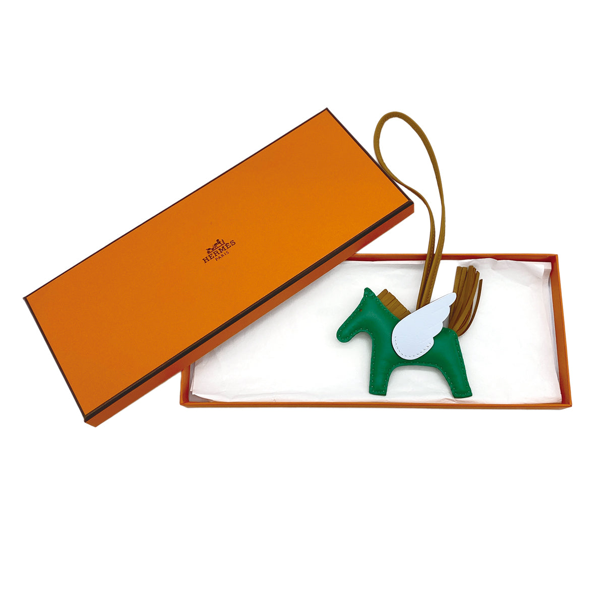 HERMES BAG CHARM RODEO PEGASUS PM MINT SESAME BLUE BRUME AGNEAU MILO 2022 U 90311838