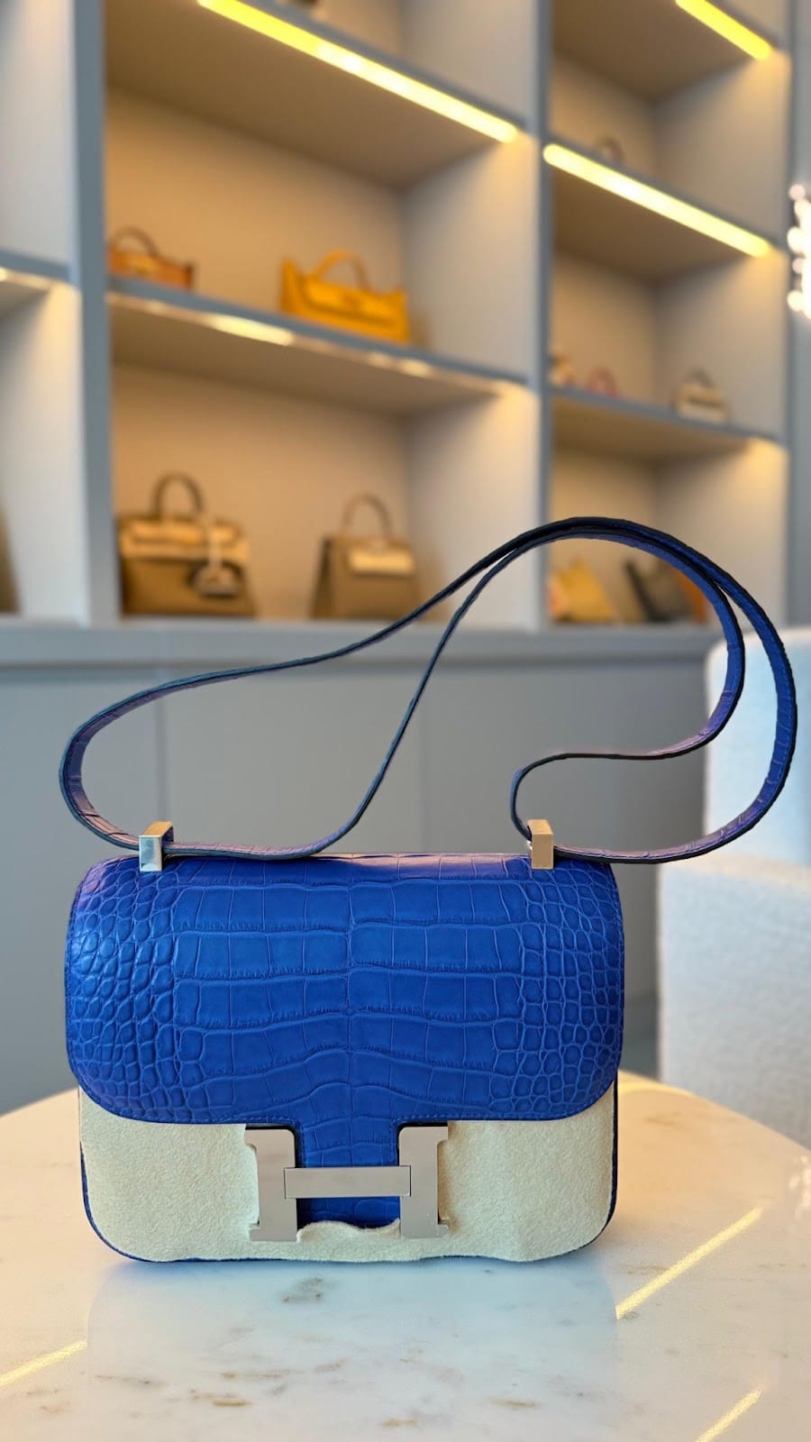 Hermès Constance 24 Royal Blue Alligator with Palladium Hardware AGC3226