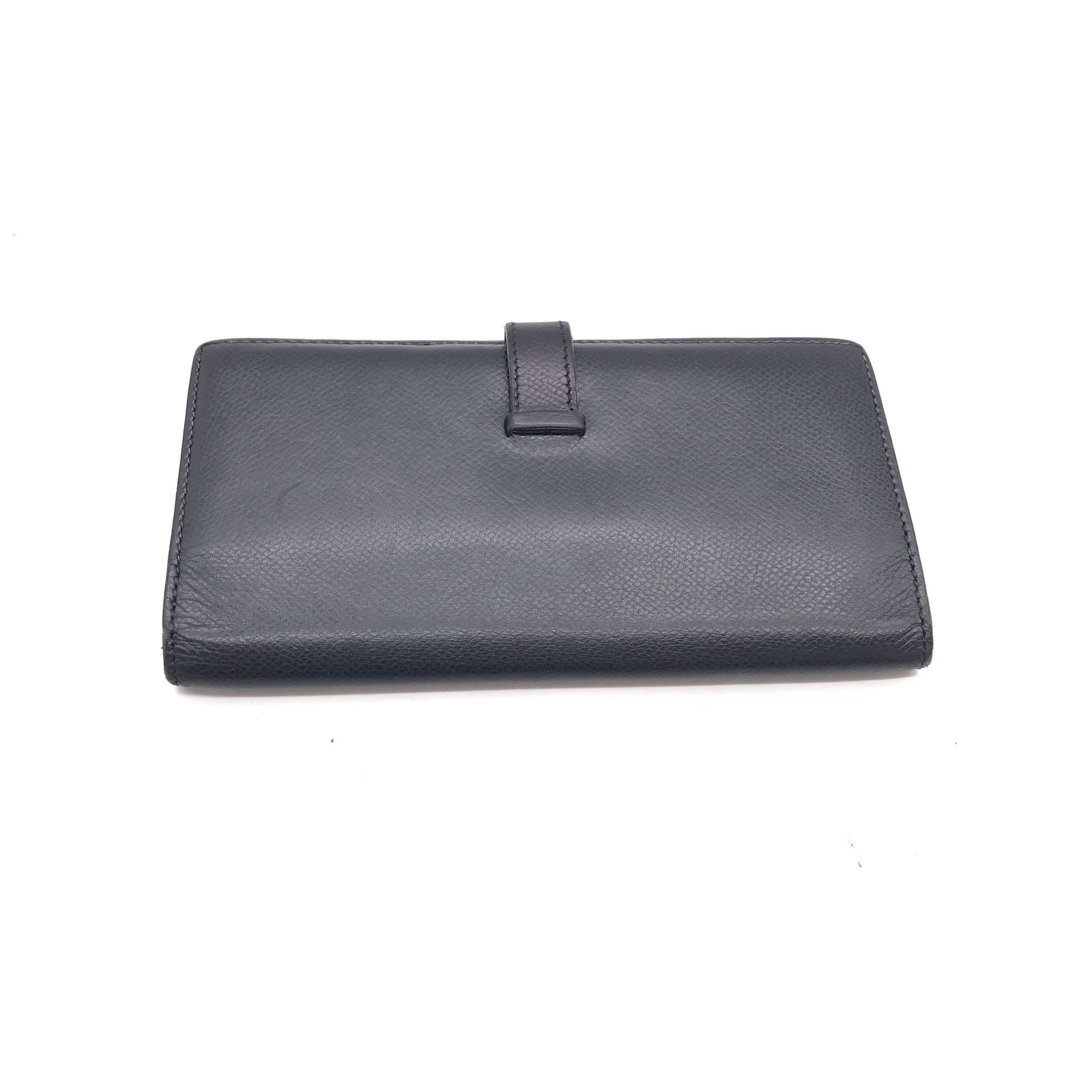 Hermès Hermès Bearn Leather Black Long Bifold Wallet ALC3213