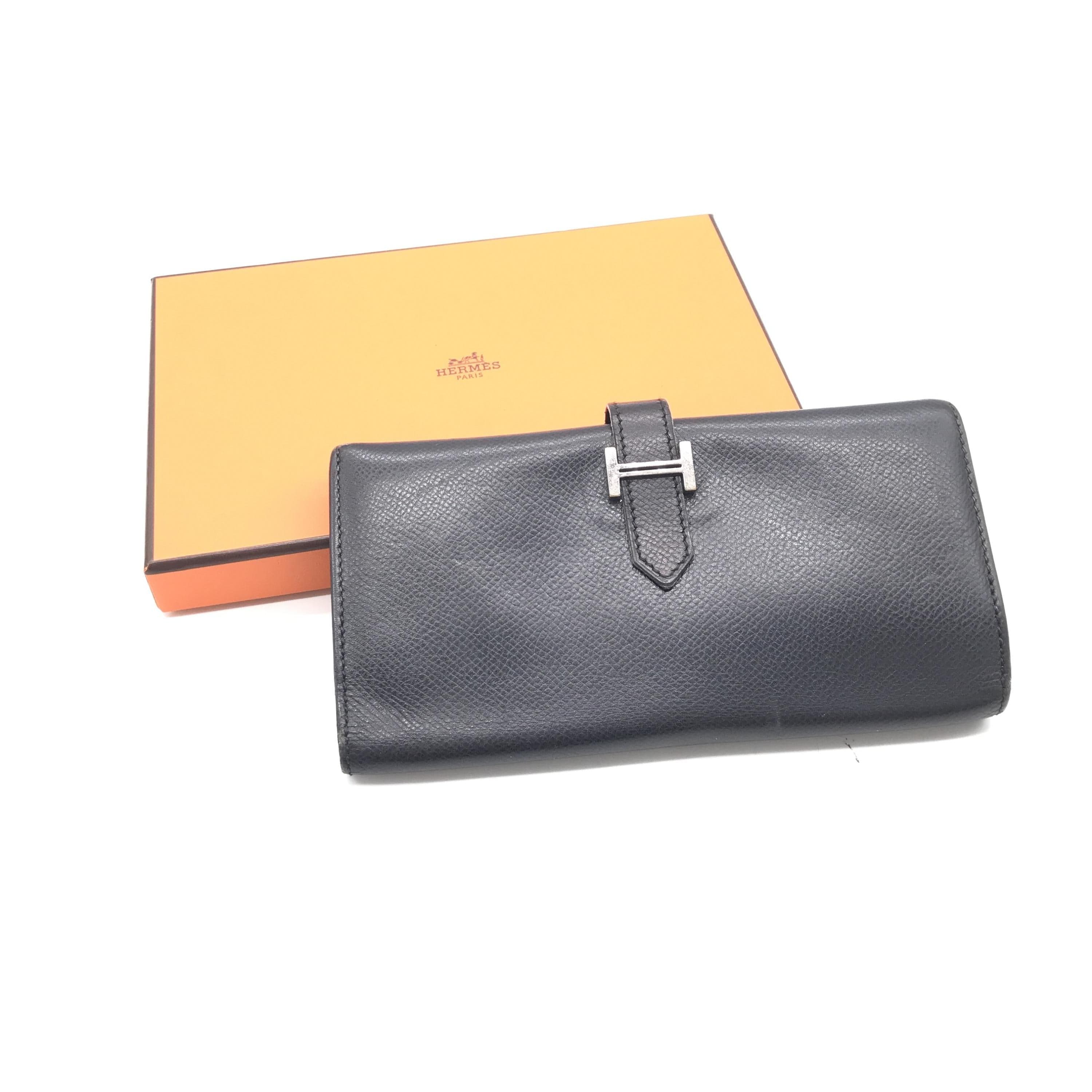 Hermès Hermès Bearn Leather Black Long Bifold Wallet ALC3213