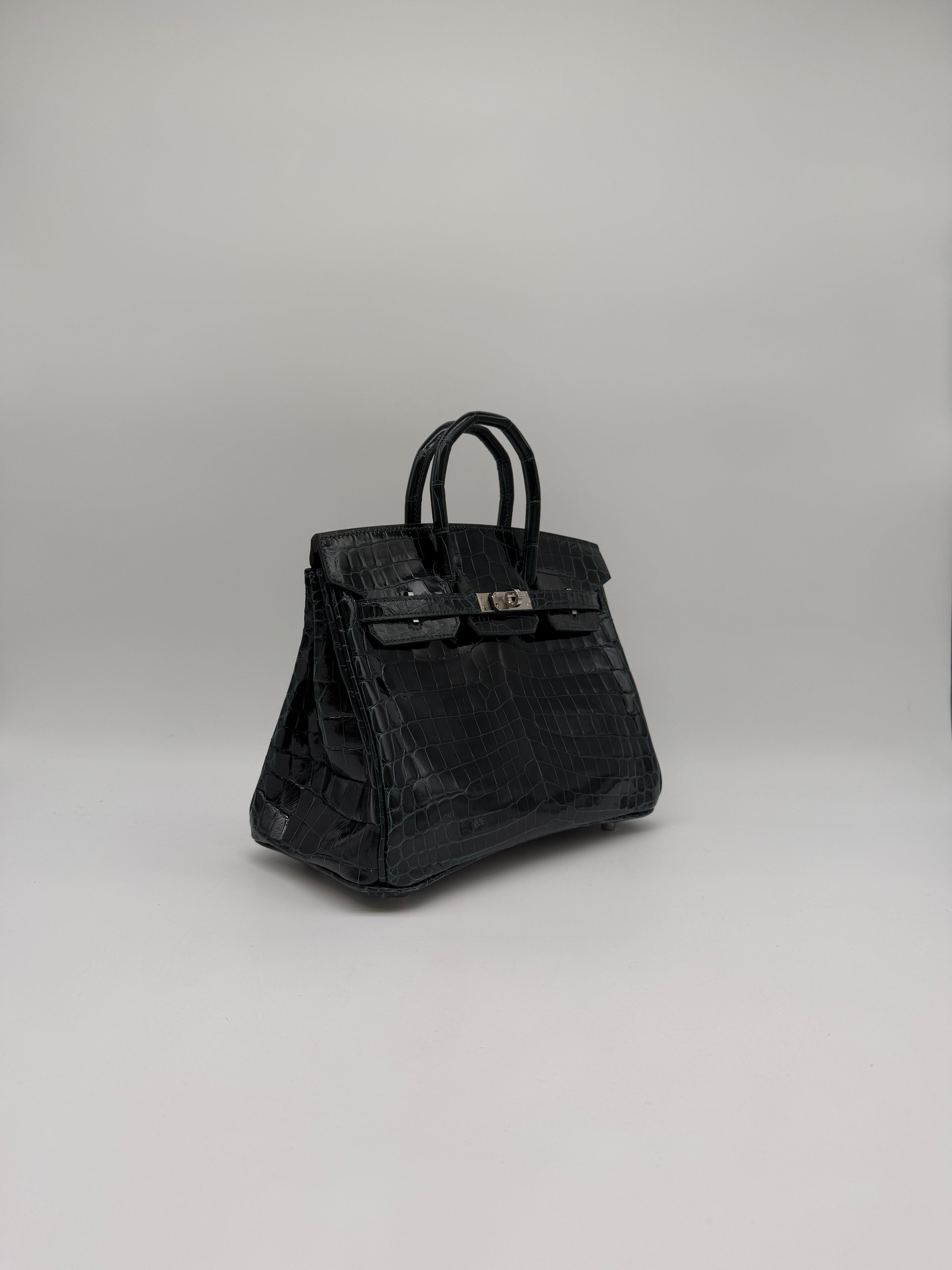 Hermès Hermès Birkin 25 Vert Cypress Shiny Nilo Palladium Hardware