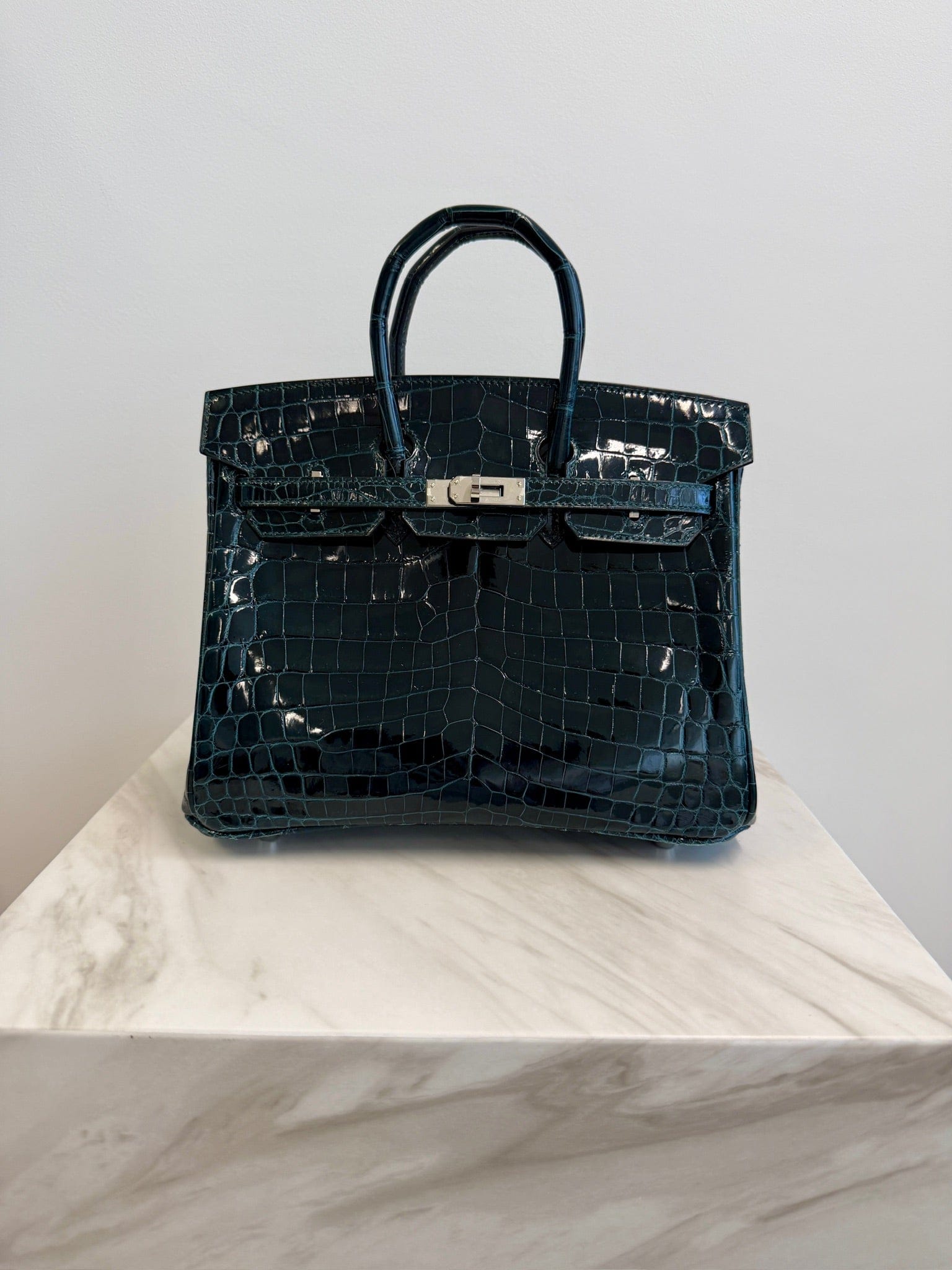 Hermès Hermès Birkin 25 Vert Cypress Shiny Nilo Palladium Hardware