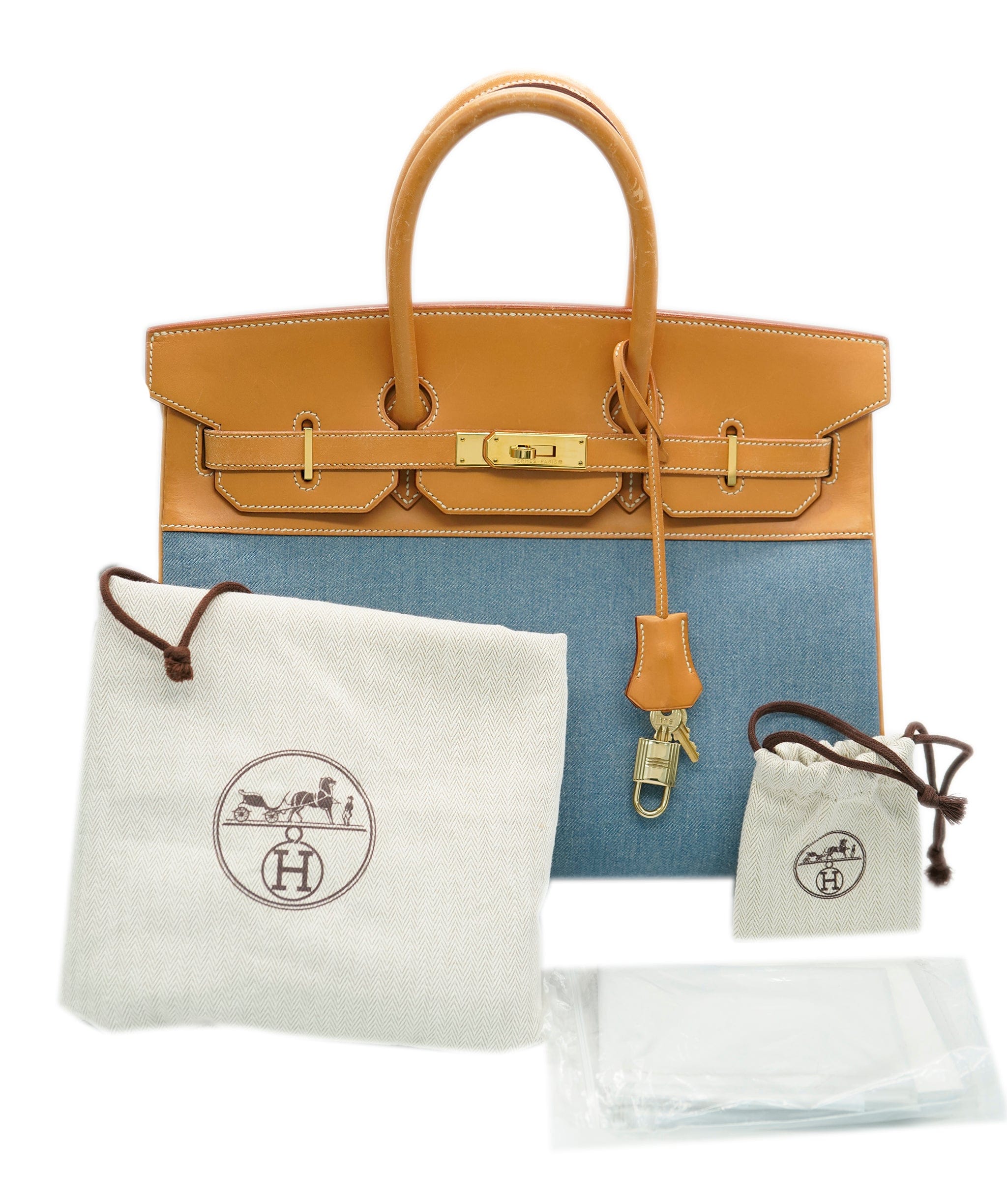 Hermès Hermes Birkin 35 denim & natural barenia leather ALC2227