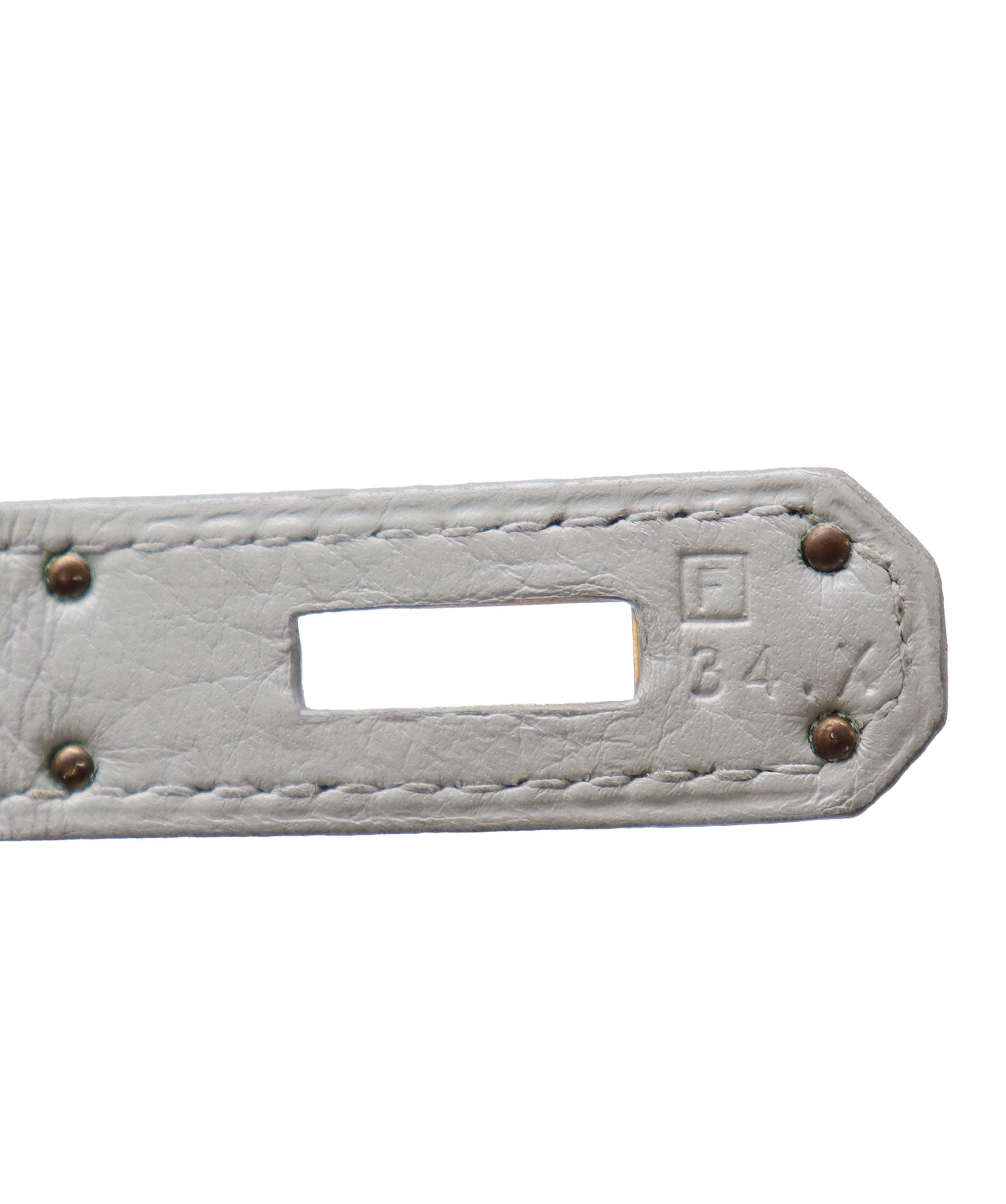 Hermès Hermes Birkin 35 Gris Pale TC x Denim GHW Stamp Square F DXBS5026