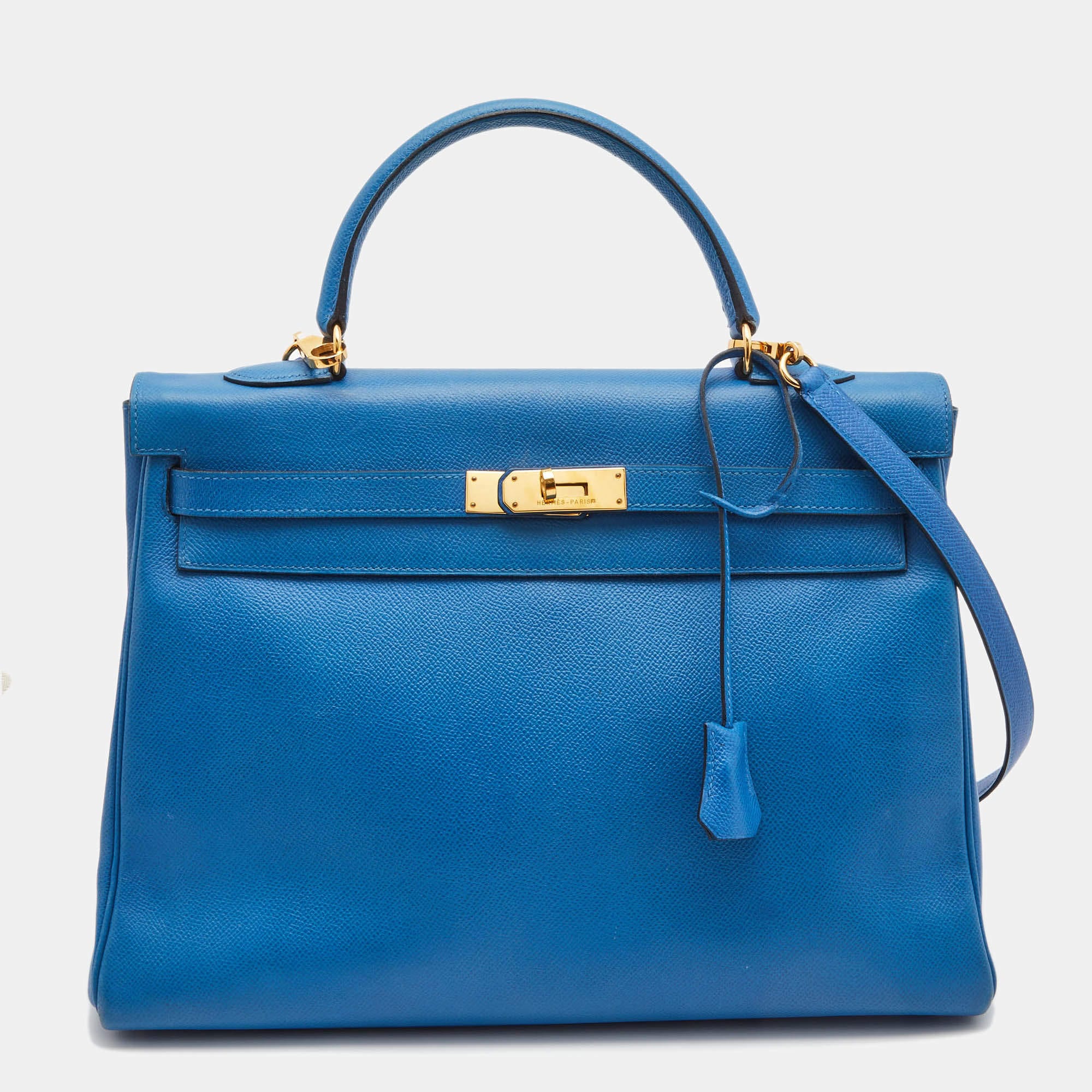 Hermes Blue Epsom Leather Gold Hardware Birkin 35 Bag Hermes