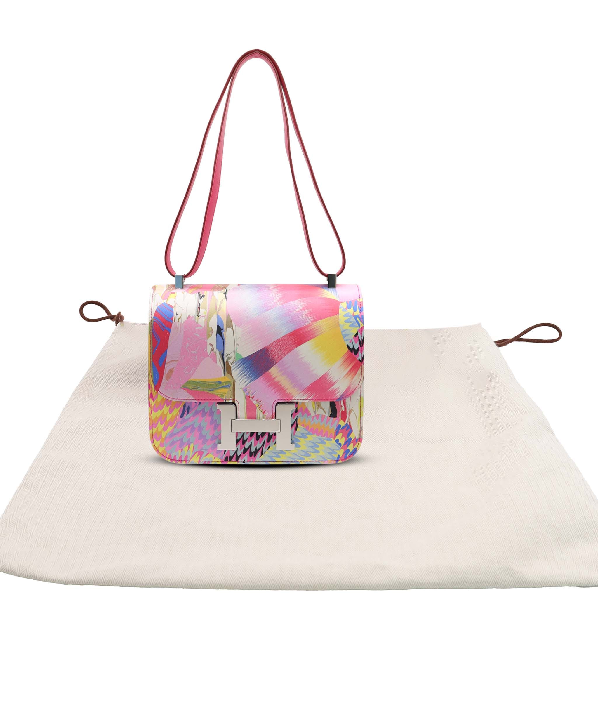 Hermès Hermes Constance 24 Limited Edition Rose Mexico Swift and Marble Silk PHW ASC7361
