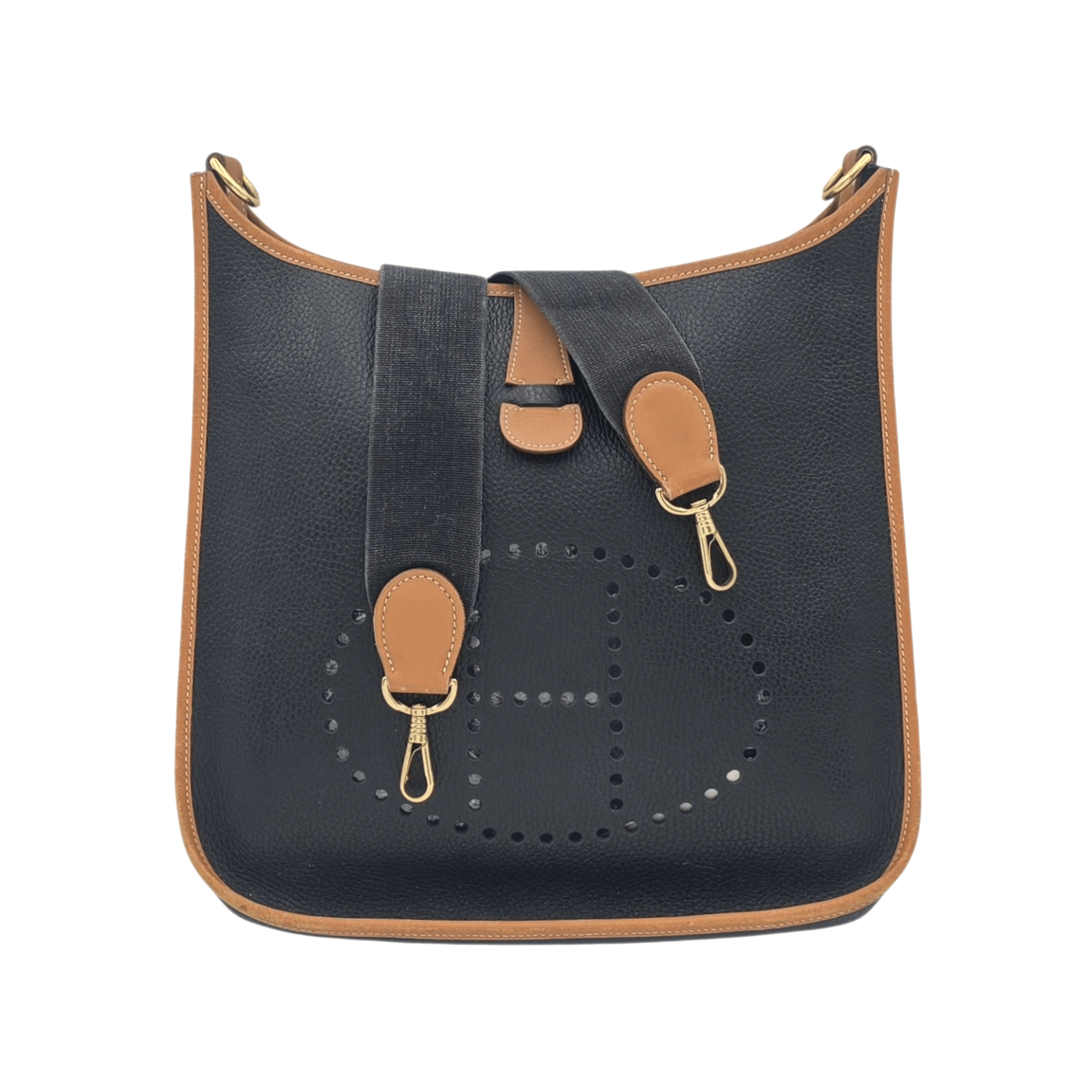 Hermès Hermès Evelyne GM Noir / Naturel in Ardennes and Chamonix Gold hardware SYC408JY