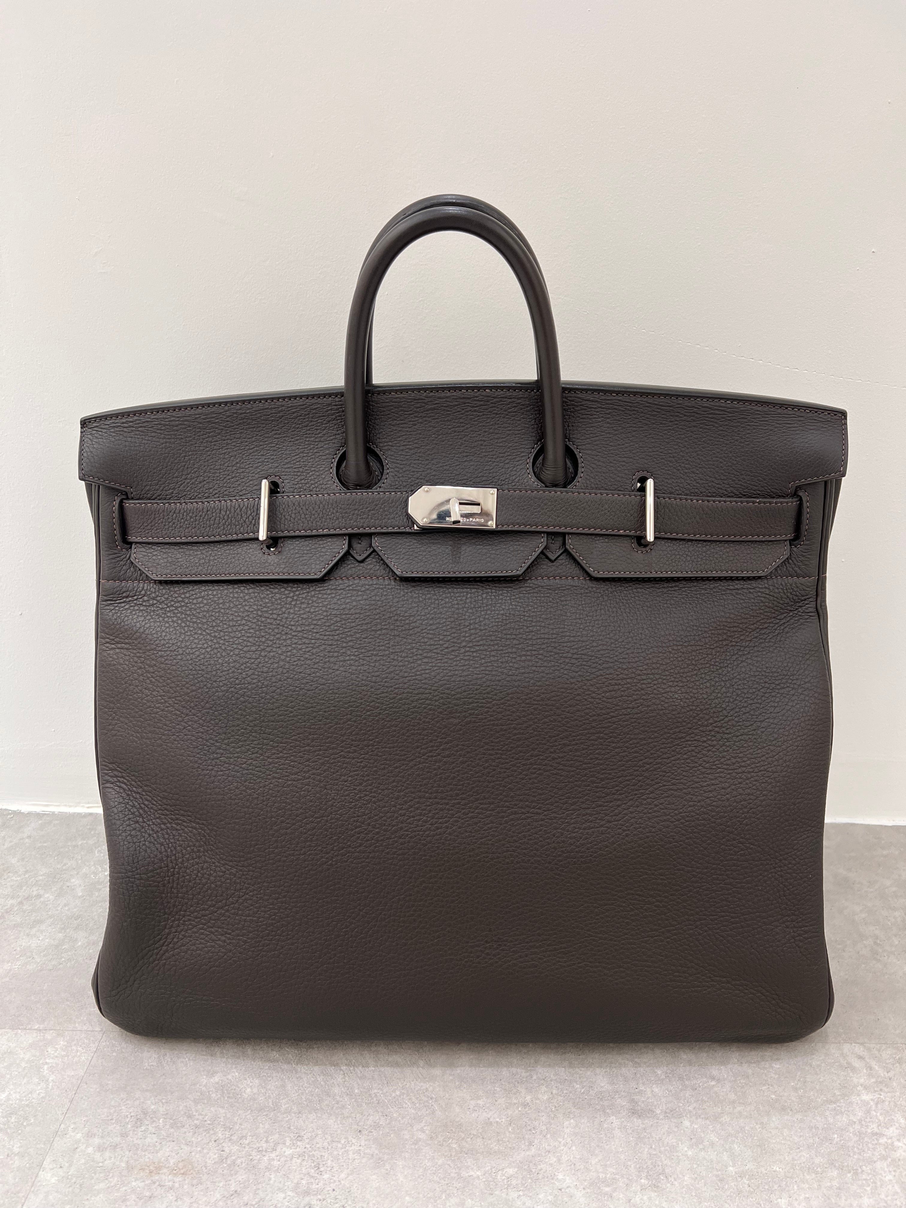 Hermès Hermes HAC 50 Marron Fonce Togo PHW #E Y2001 SKCH4076
