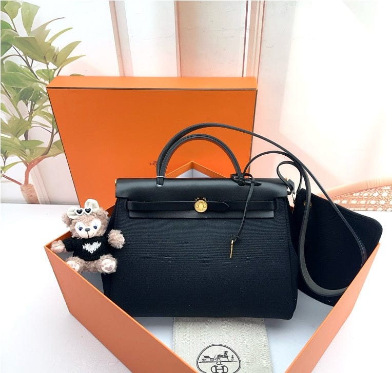 Hermès Hermes Herbag 32 Ebene / Black Toile GHW #U SKC2110-19160110