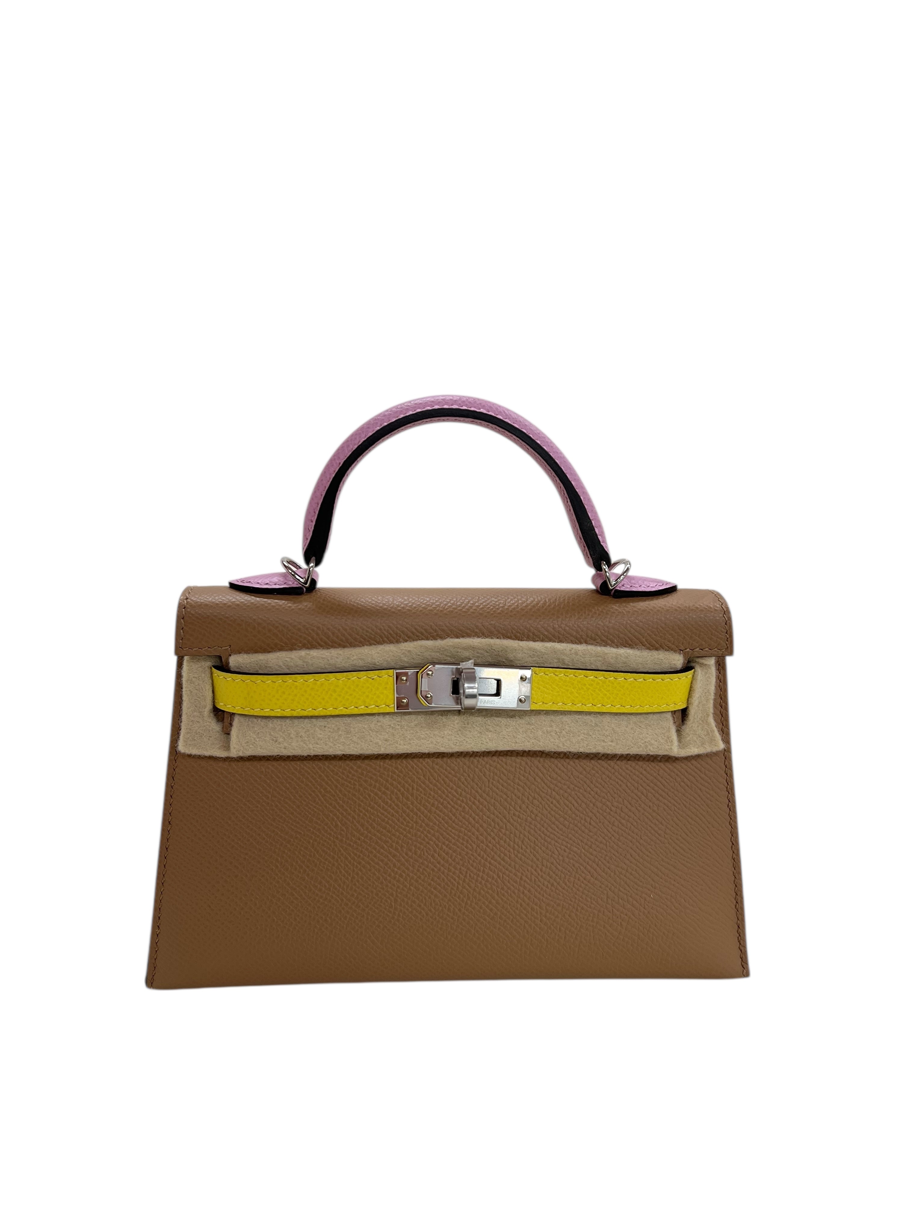 Hermès Hermes Kelly 20 Tricolor Chai / Mauve Sylvester / Lime Epsom PHW #U SKCJB-253792