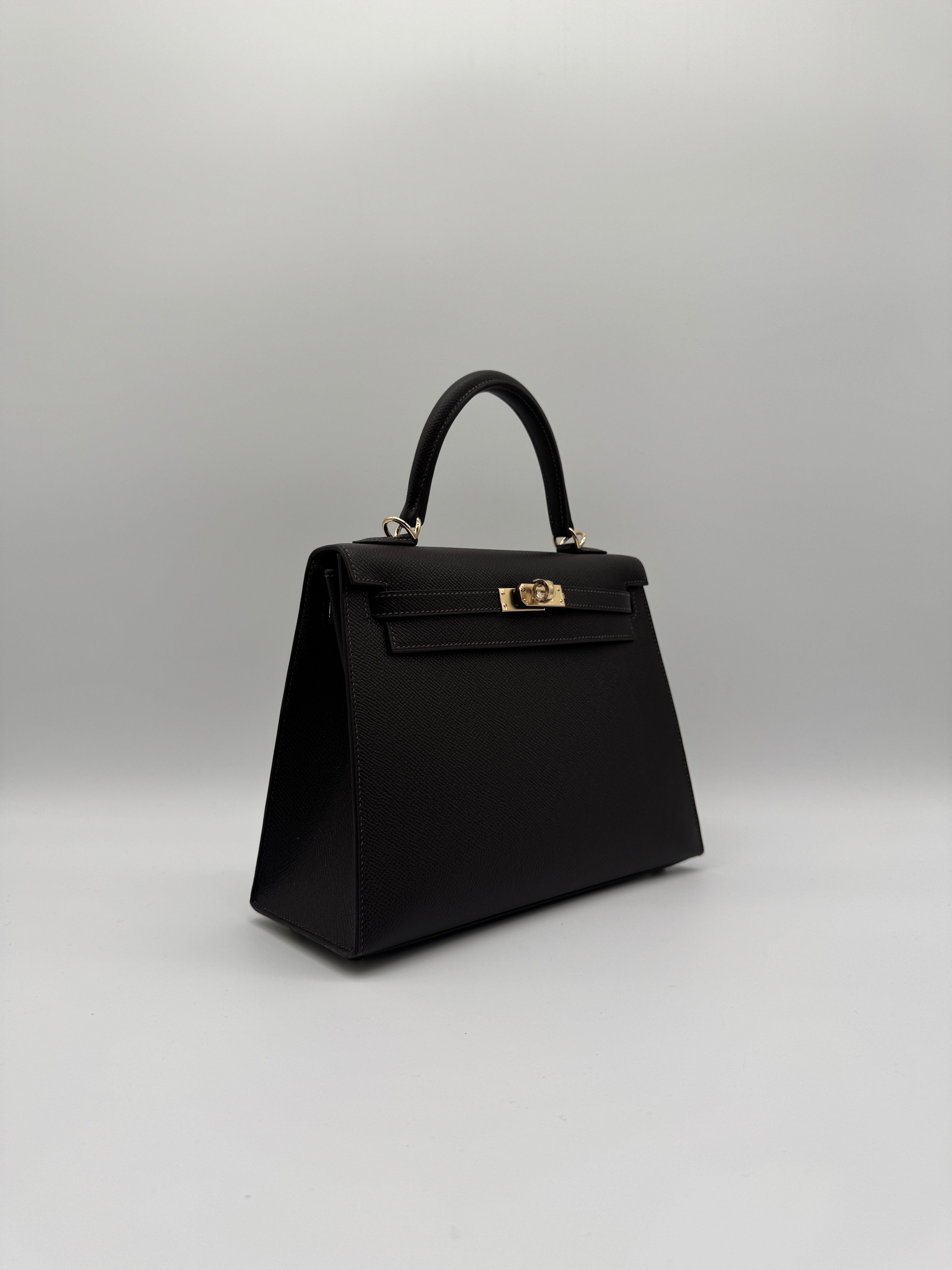 Hermès Kelly 25 Bai Brun Epsom Permabass Hardware