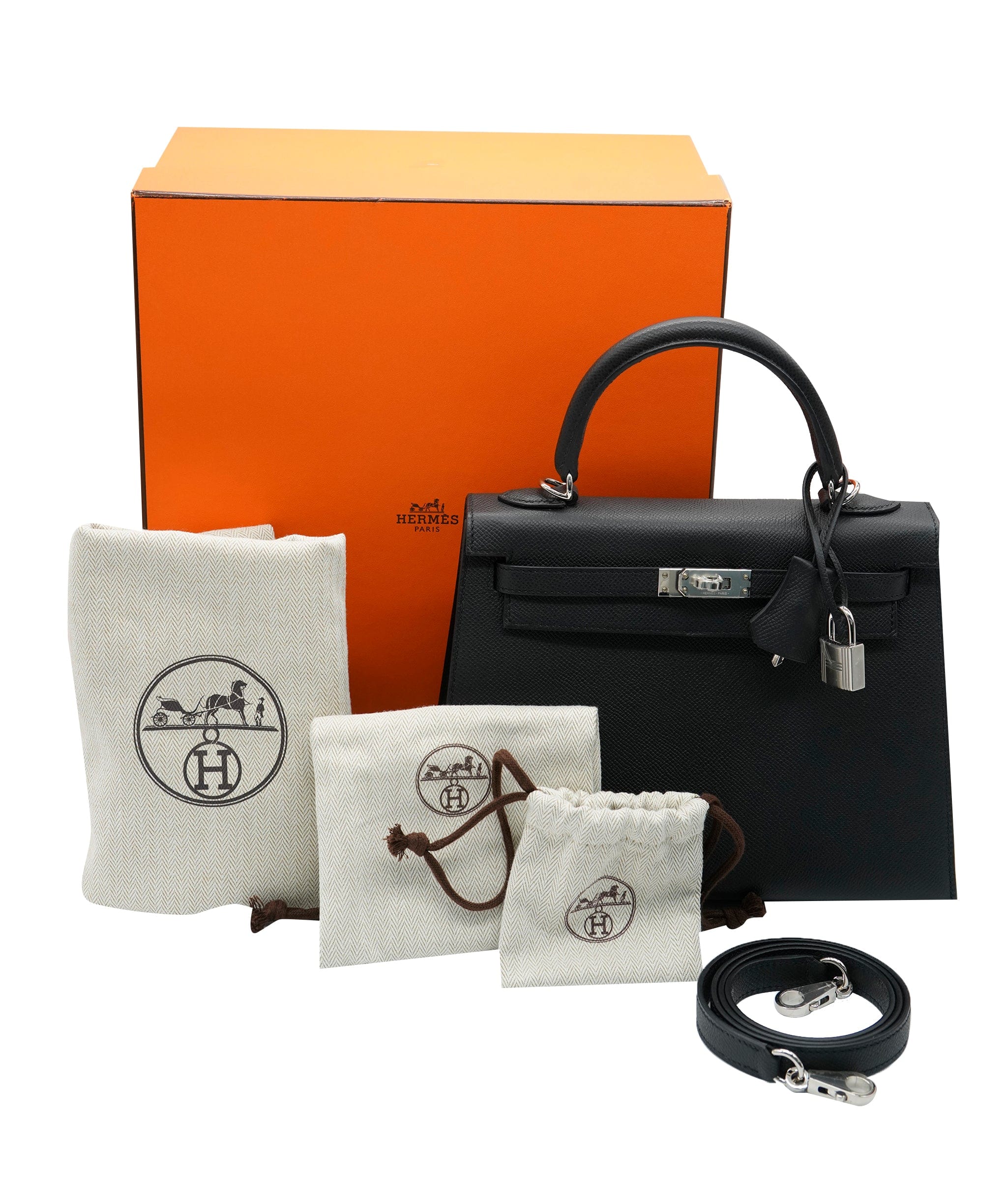 Hermès Hermes Kelly 25 Noir Epsom With Palladium Hardware 2022 ALC2699