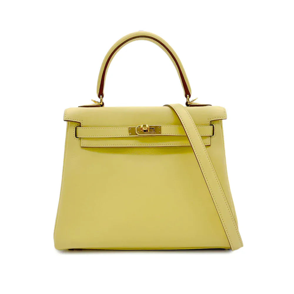 Hermès HERMES KELLY 25 RETOURNE JAUNE POUSSIN VEAU SWIFT HAND SHOULDER BAG Z GHW 90303899 DXBS6080
