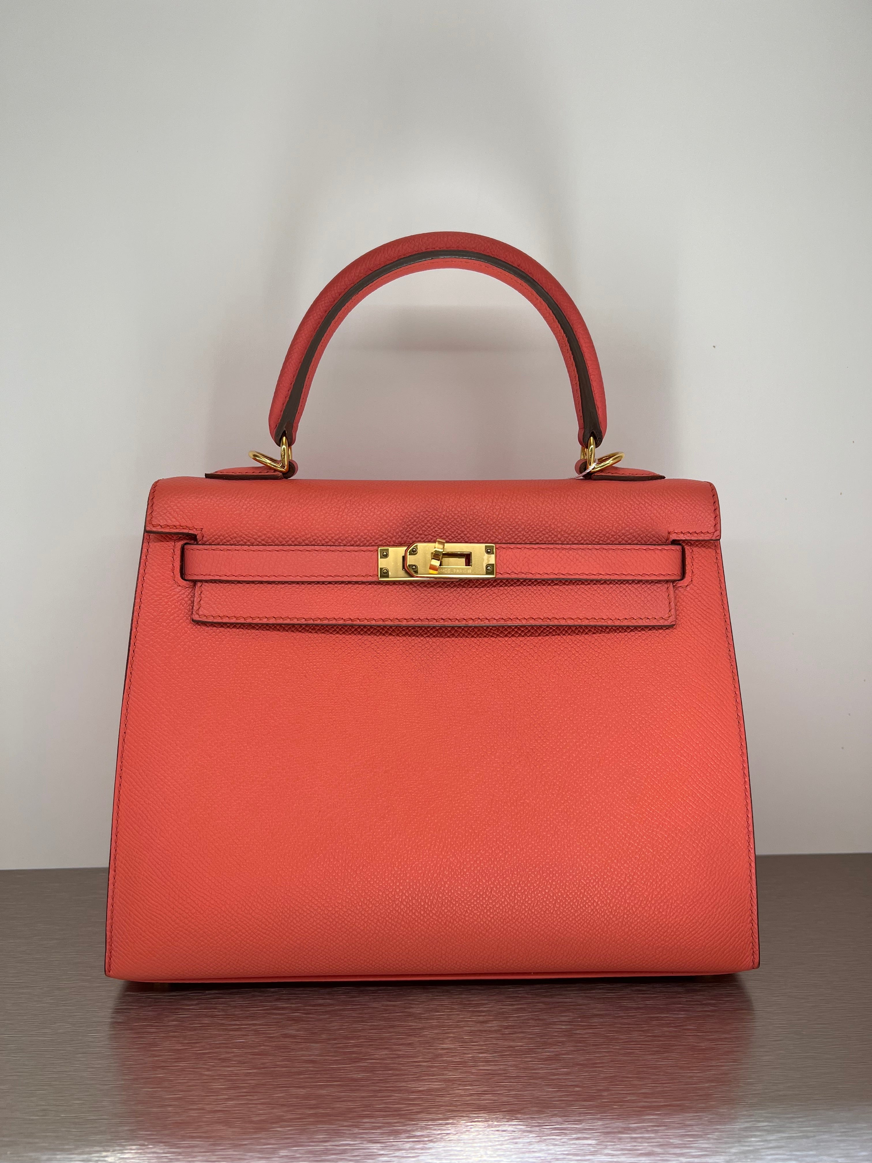 Hermès Hermes Kelly 25 Sellier Flamingo Epsom GHW # SKC8181M