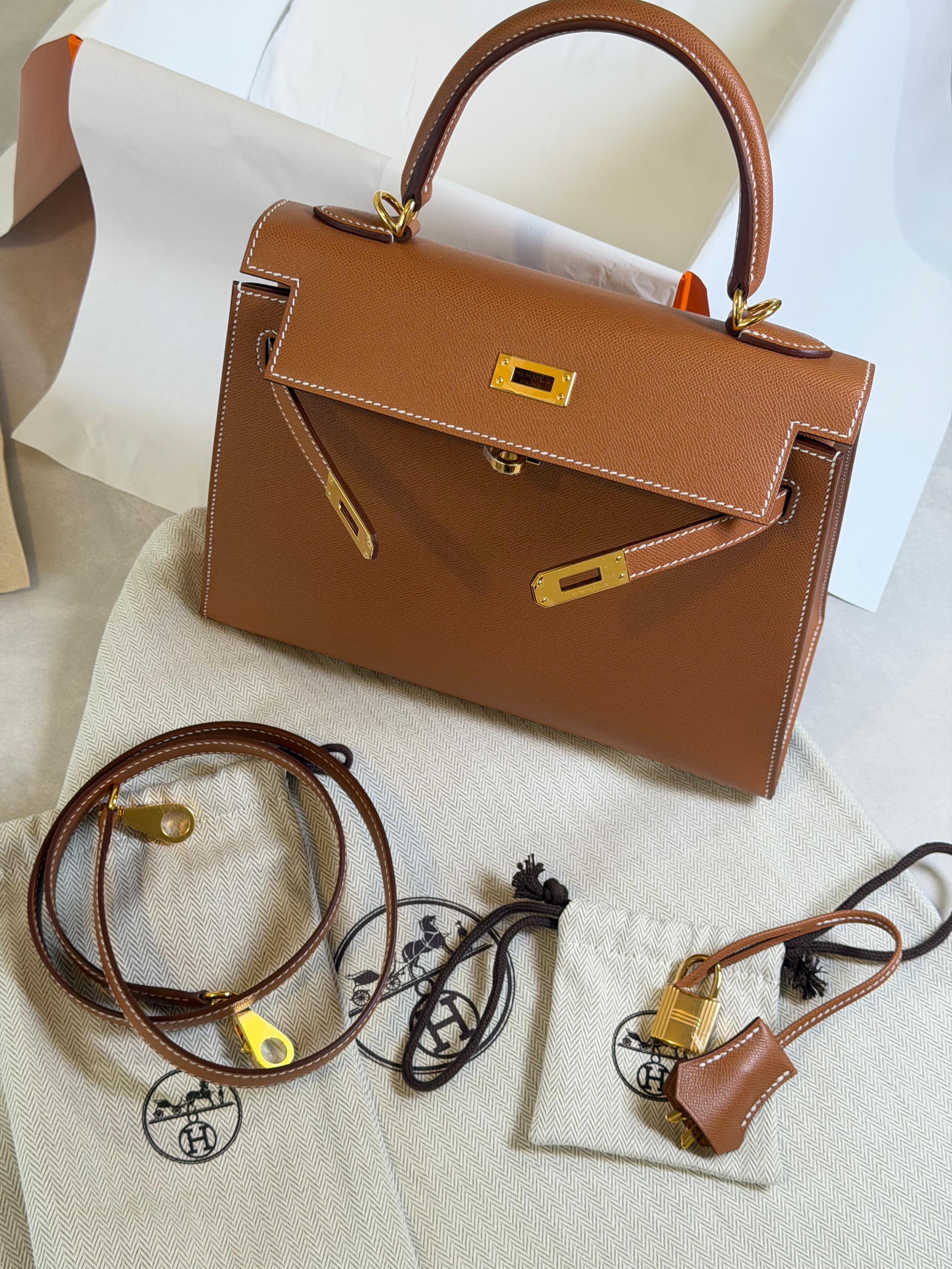 Hermès Hermes Kelly 25 Sellier Gold Veau Madame GHW #G stamp ALTC0702