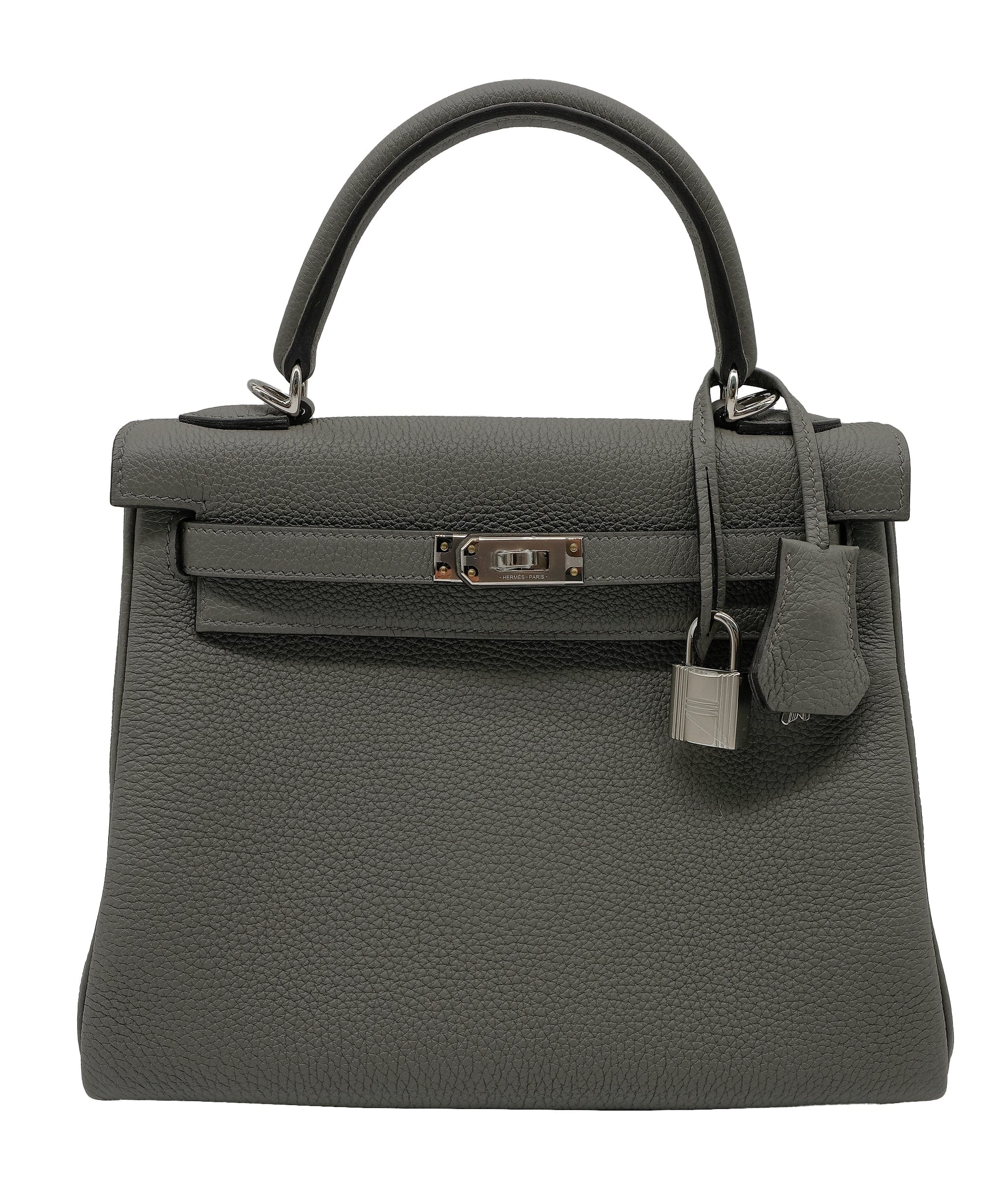 Hermes kelly 25 Togo Gris Meyer PHW Stamp B 2023 RJC3126