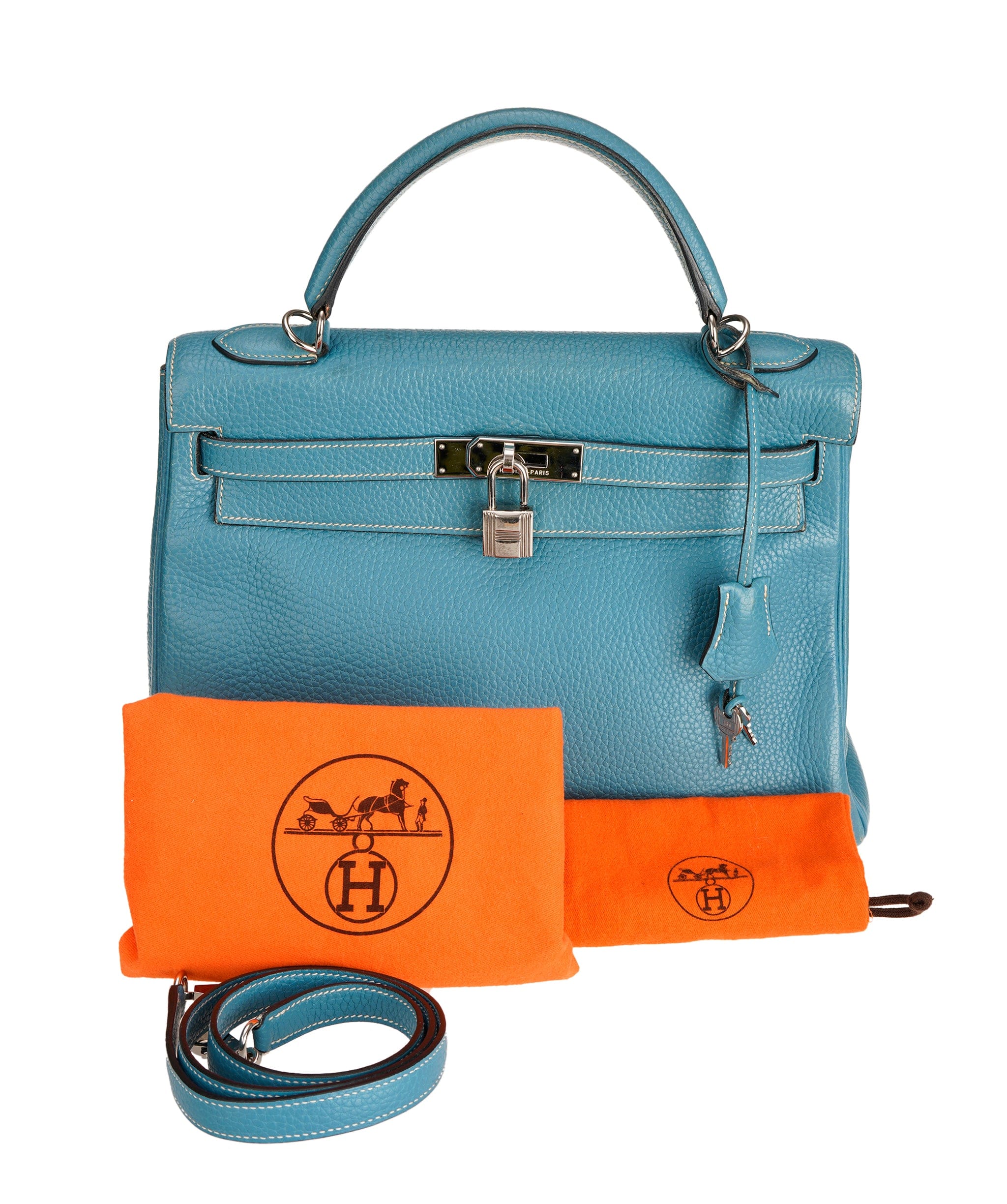 Hermès Hermes Kelly 32 Blue Jeans Clemence With PHW ALC3631
