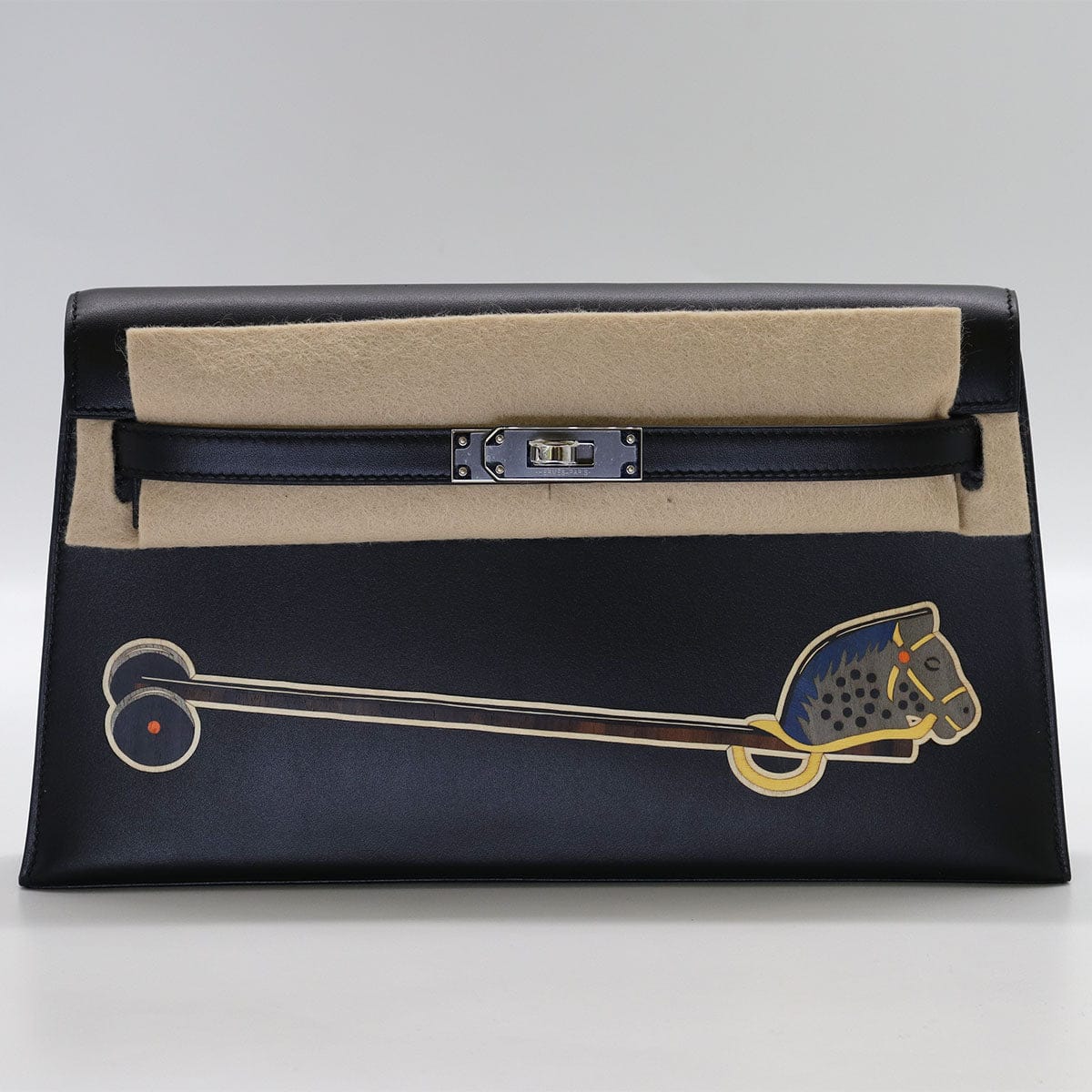 hermès HERMES Kelly elan cheval de bois Black Tadelakt PHW W B-278726