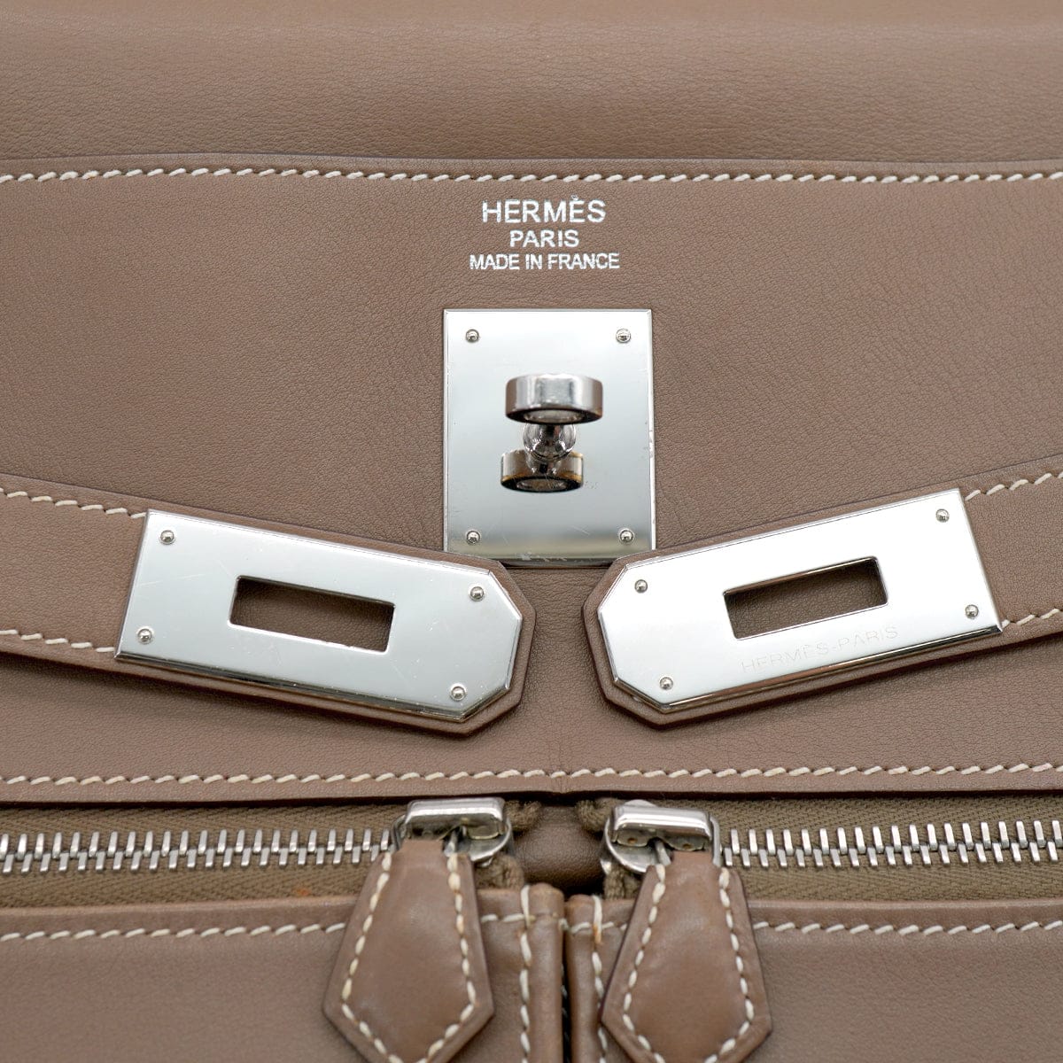 Hermès HERMES KELLY LAKIS 40 RETOURNE ETOUPE VEAU SWIFT HAND SHOULDER BAG 2011 SQUARE O PALLADIUM HARDWARE 90331849 DXBS6655