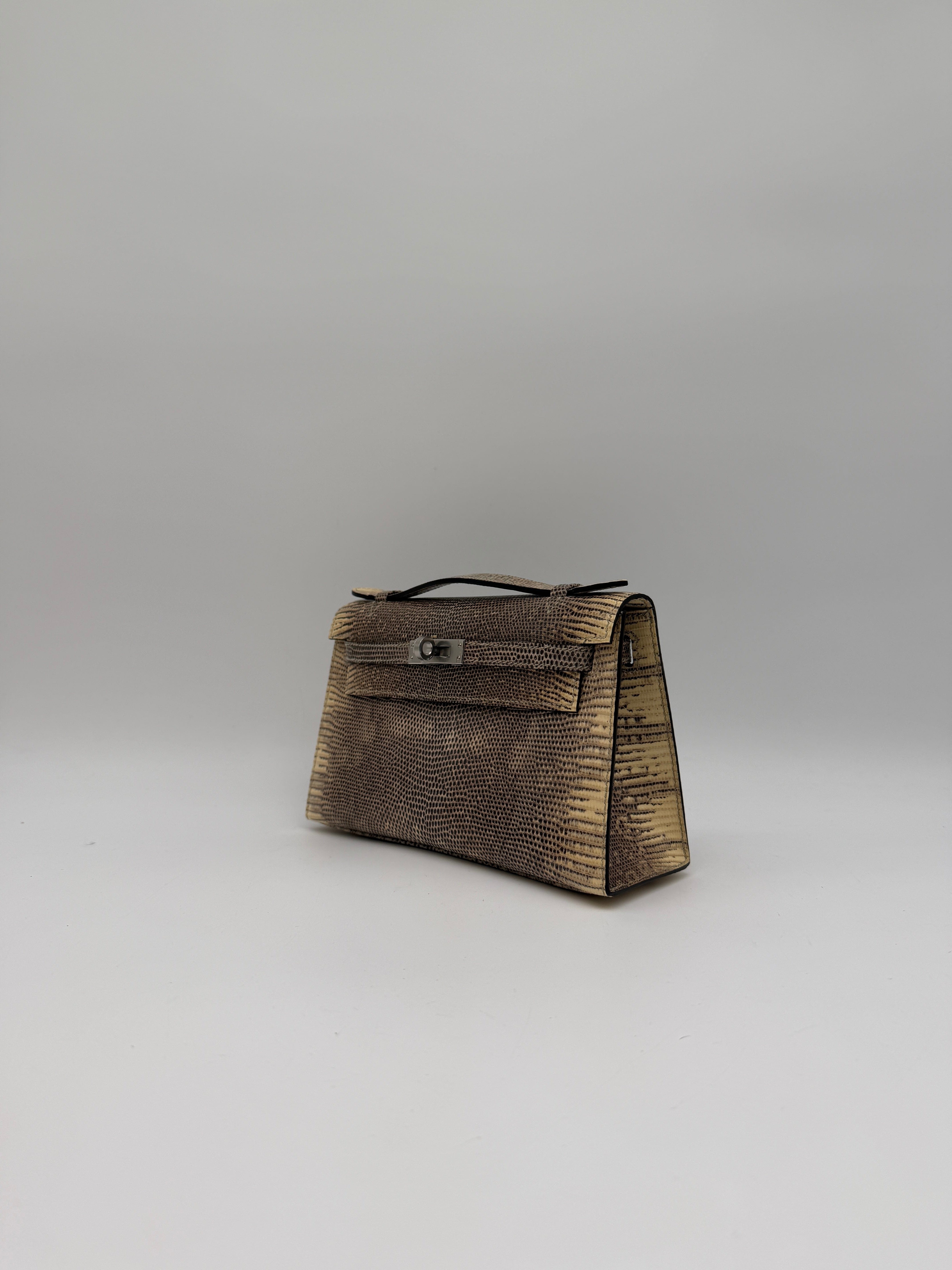 Hermès Hermès Kelly Pochette Ombre Lizard Ombre Palladium Hardware