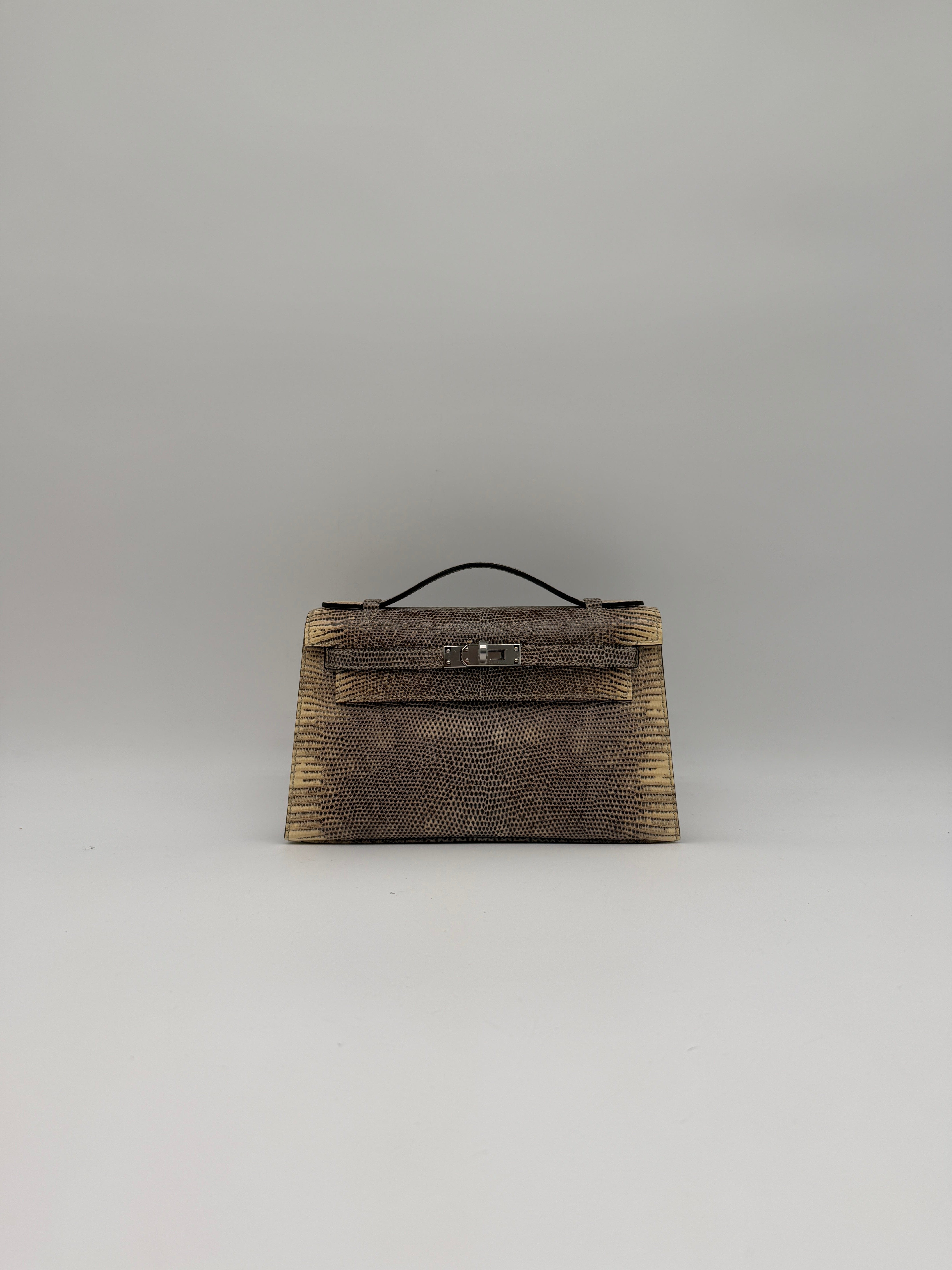 Hermès Hermès Kelly Pochette Ombre Lizard Ombre Palladium Hardware