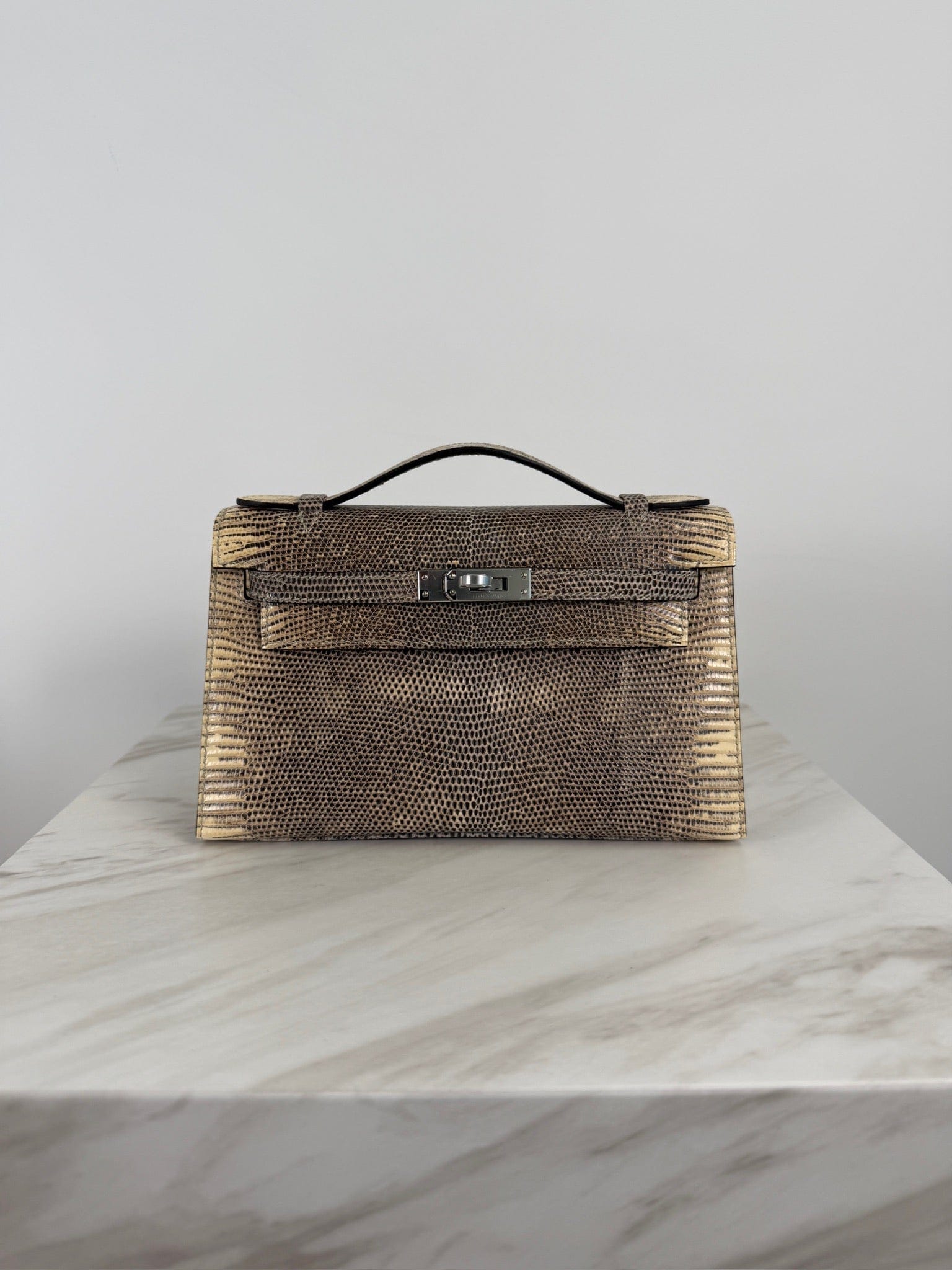 Hermès Hermès Kelly Pochette Ombre Lizard Ombre Palladium Hardware