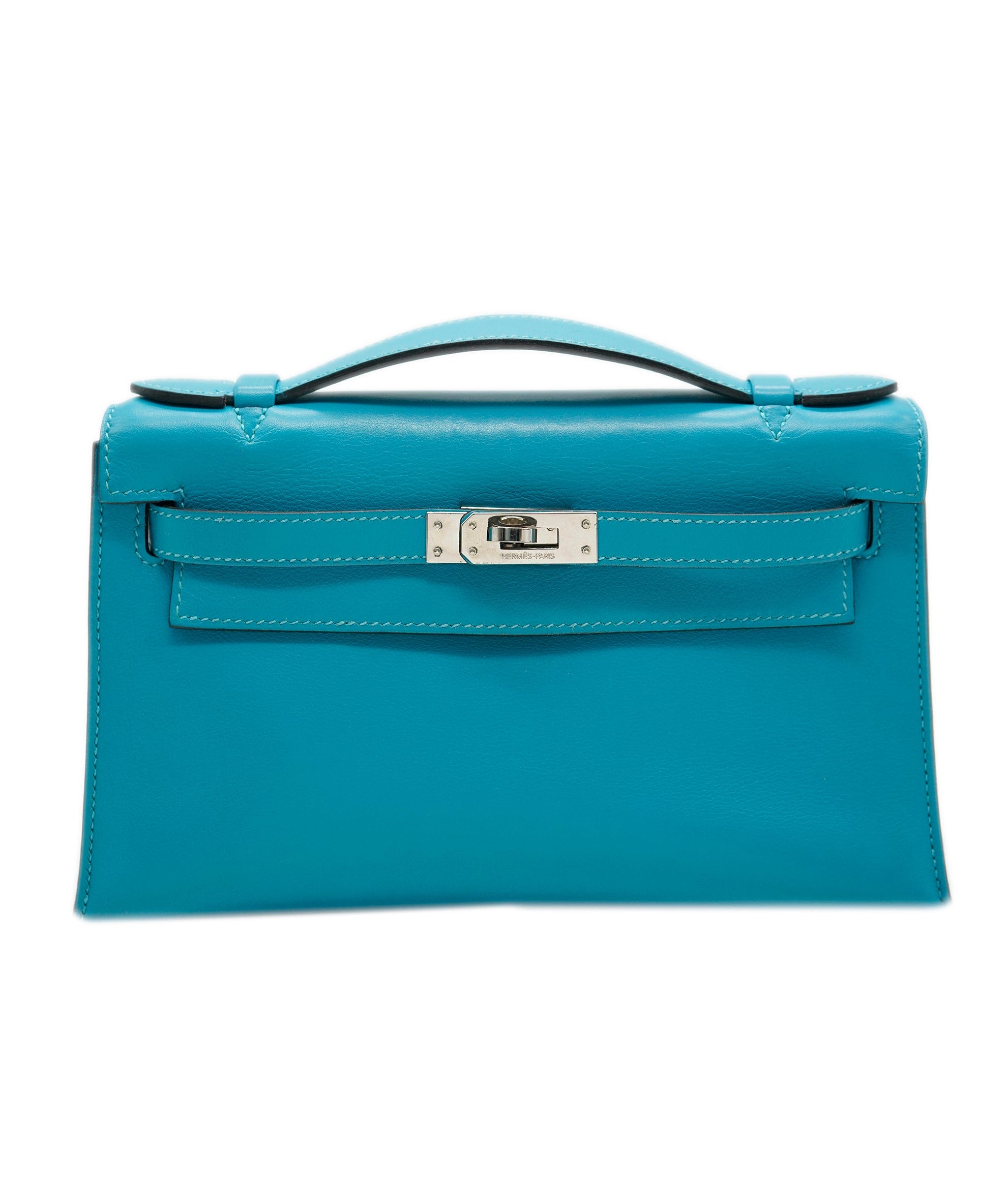 Hermès Hermes Kelly pochette turquoise PHW ASC4975