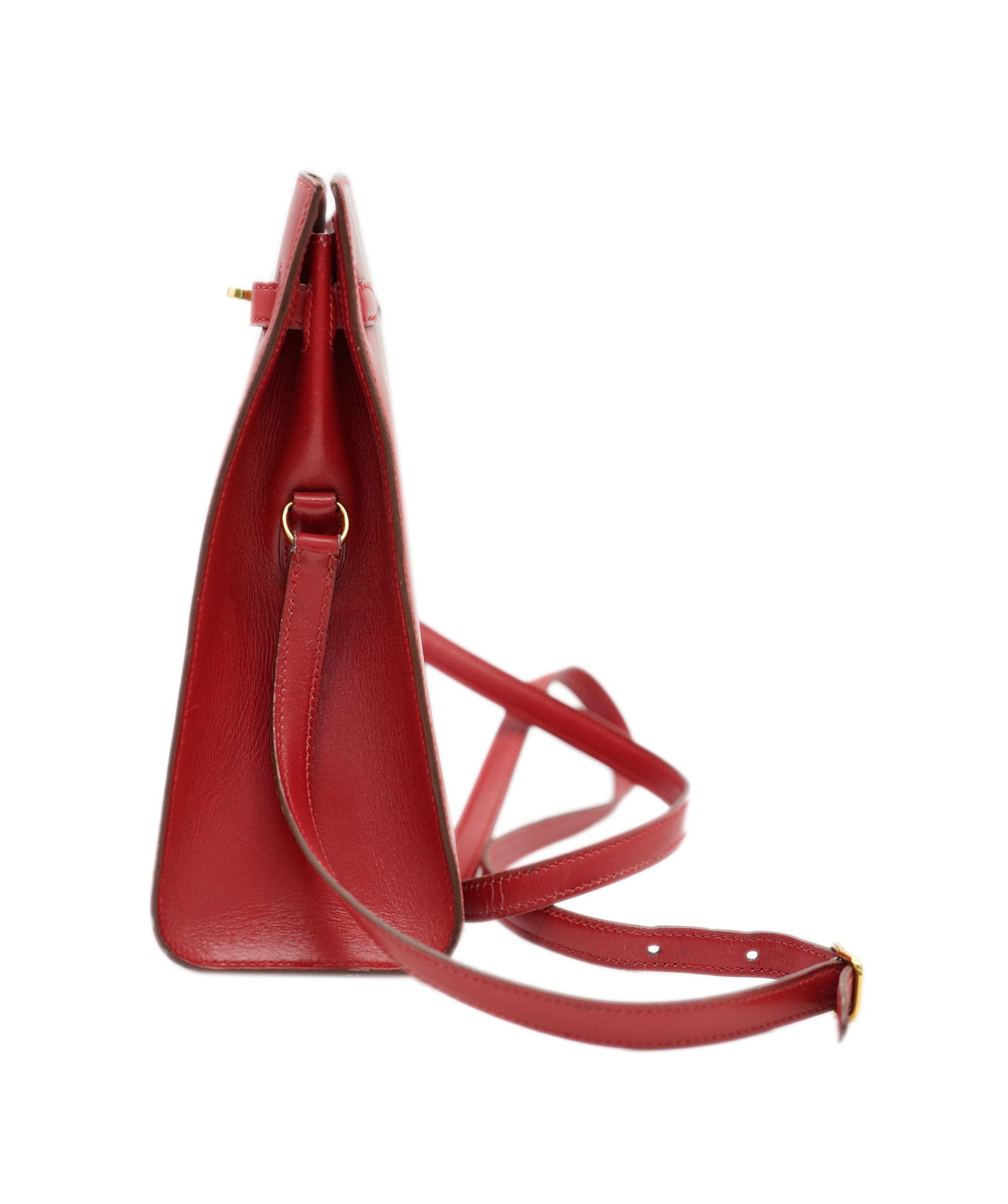 Hermès HERMES Kelly Sport PM Shoulder Bag Box Calf Rouge Vif Purse ALC1973