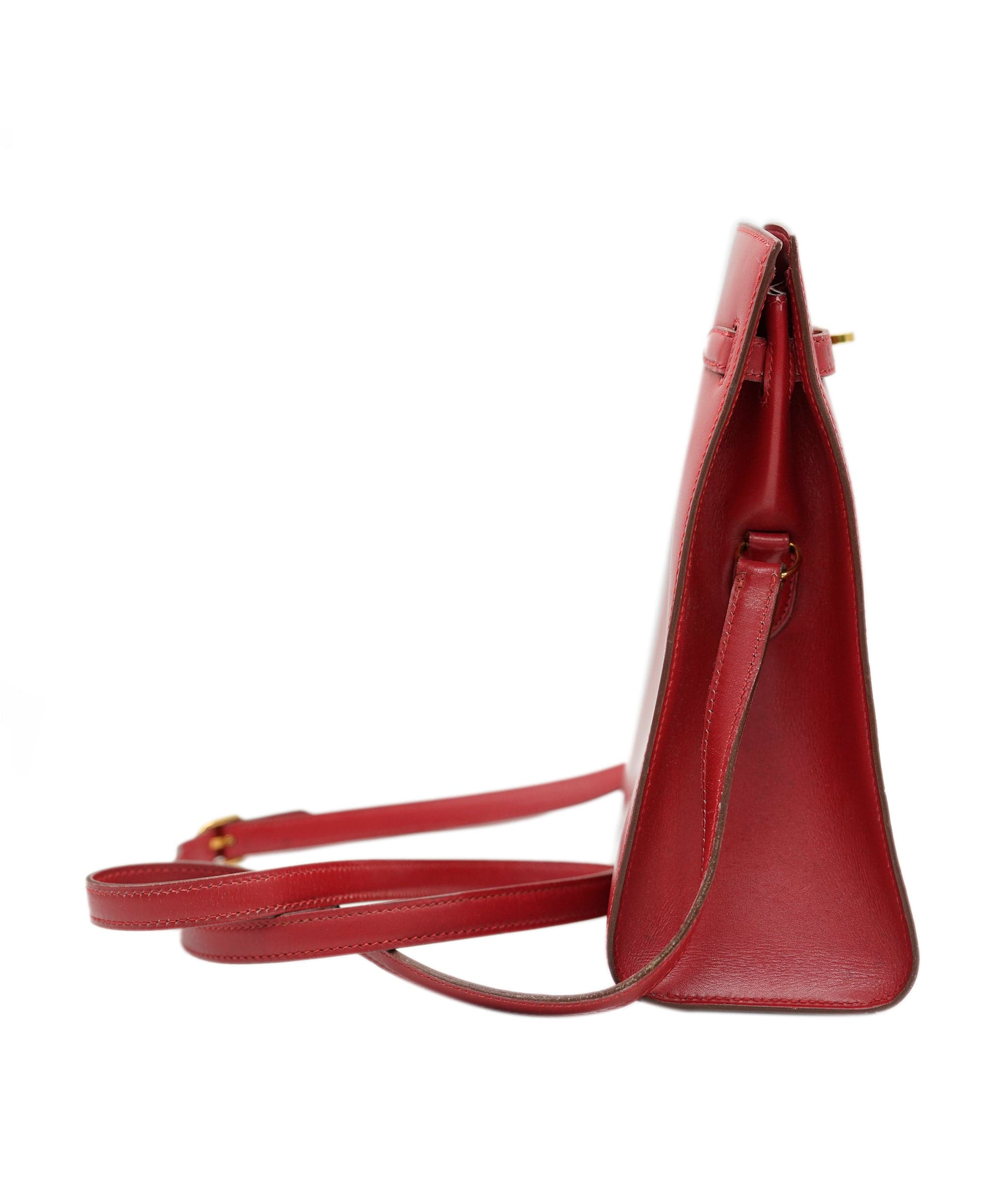 Hermès HERMES Kelly Sport PM Shoulder Bag Box Calf Rouge Vif Purse ALC1973