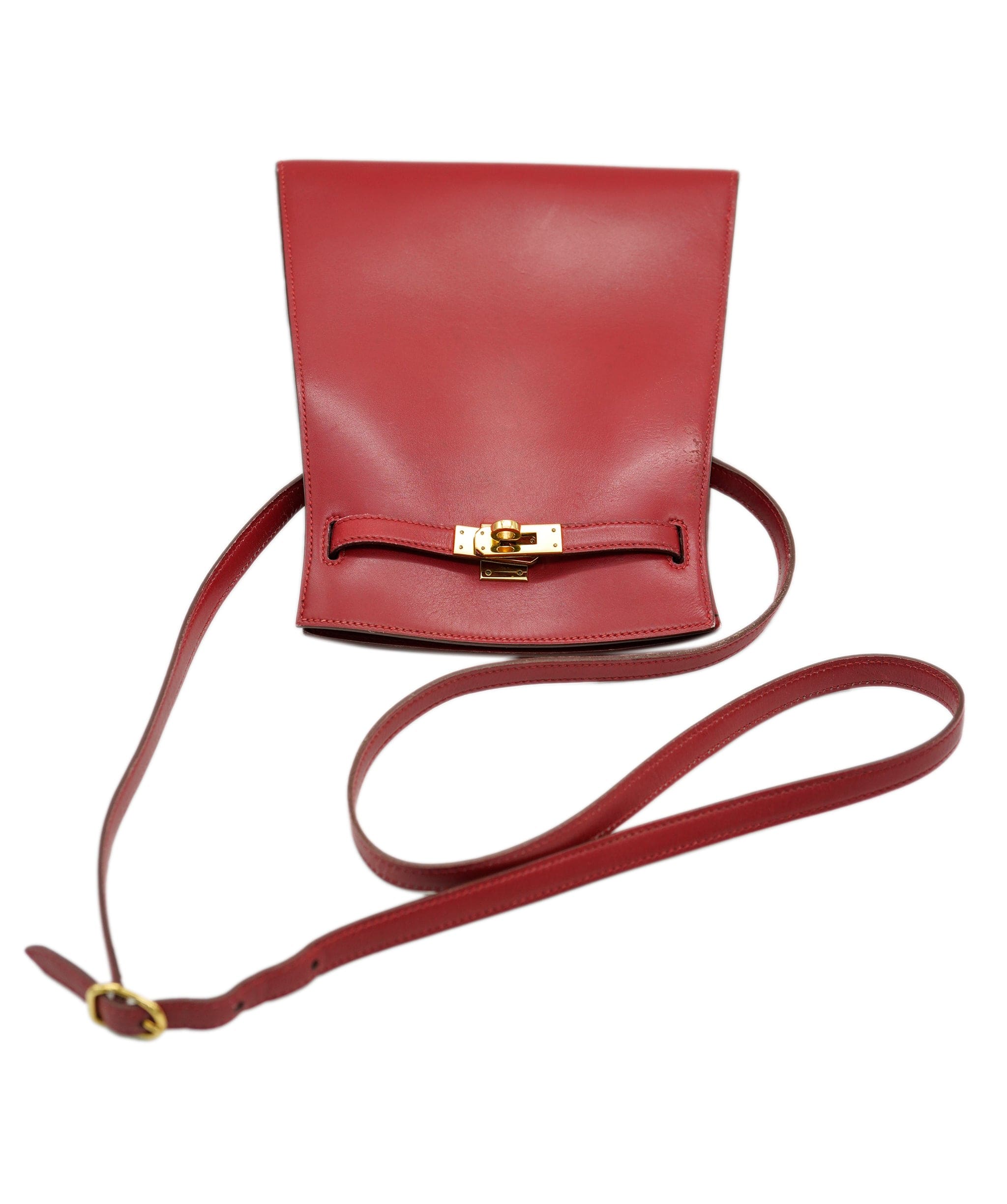 Hermès HERMES Kelly Sport PM Shoulder Bag Box Calf Rouge Vif Purse ALC1973