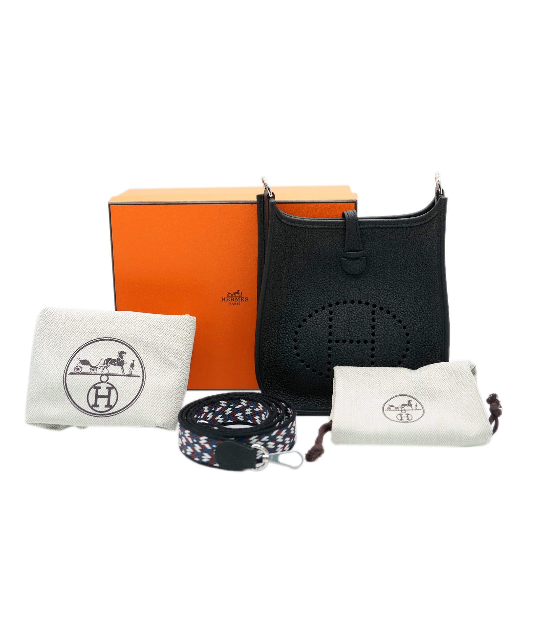 Hermès Hermes Mini Black Evelyn BNIB with canvas strap ALC1757