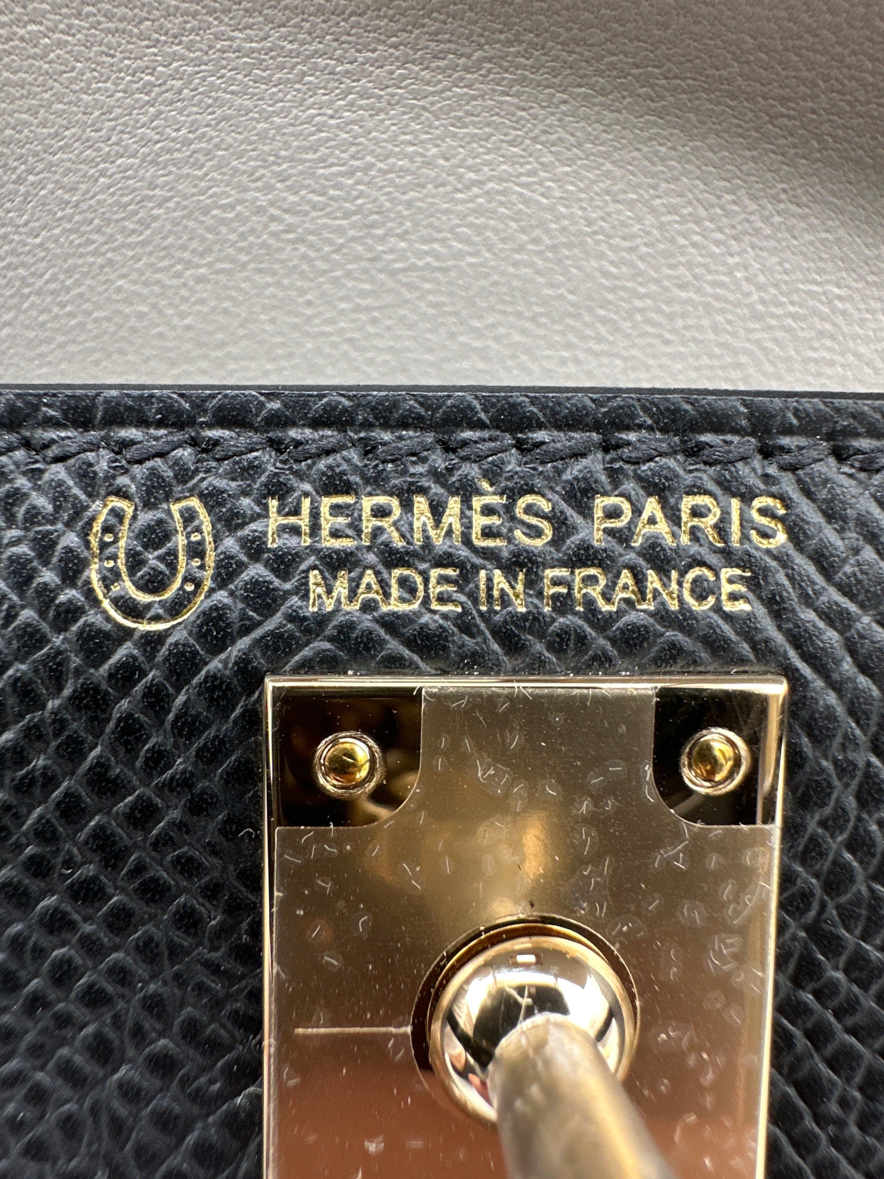 Hermès Hermès Mini Kelly 20 HSS black verso gris perle champagne hardware K PC487