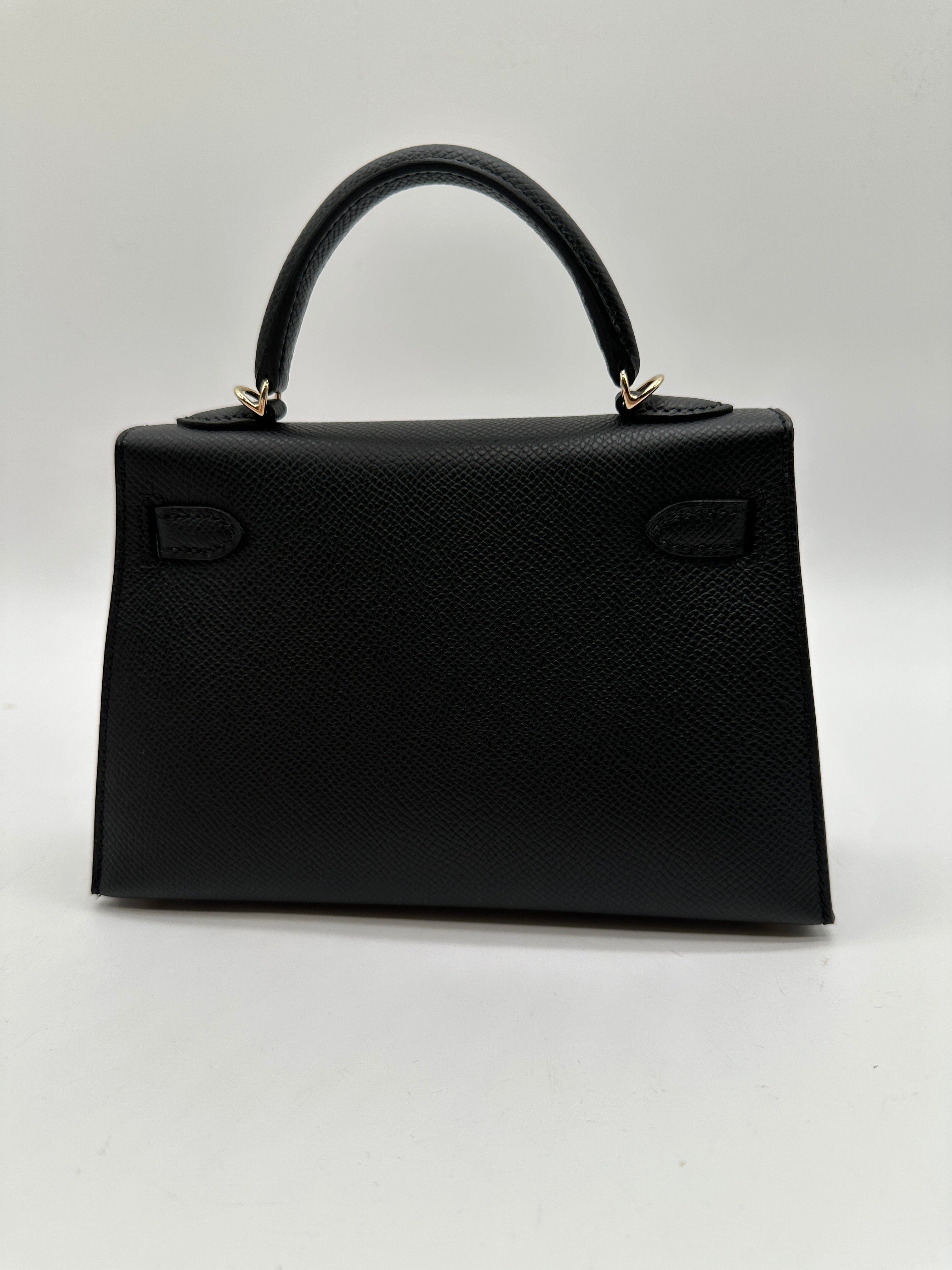 Hermès Hermès Mini Kelly 20 HSS black verso gris perle champagne hardware K PC487
