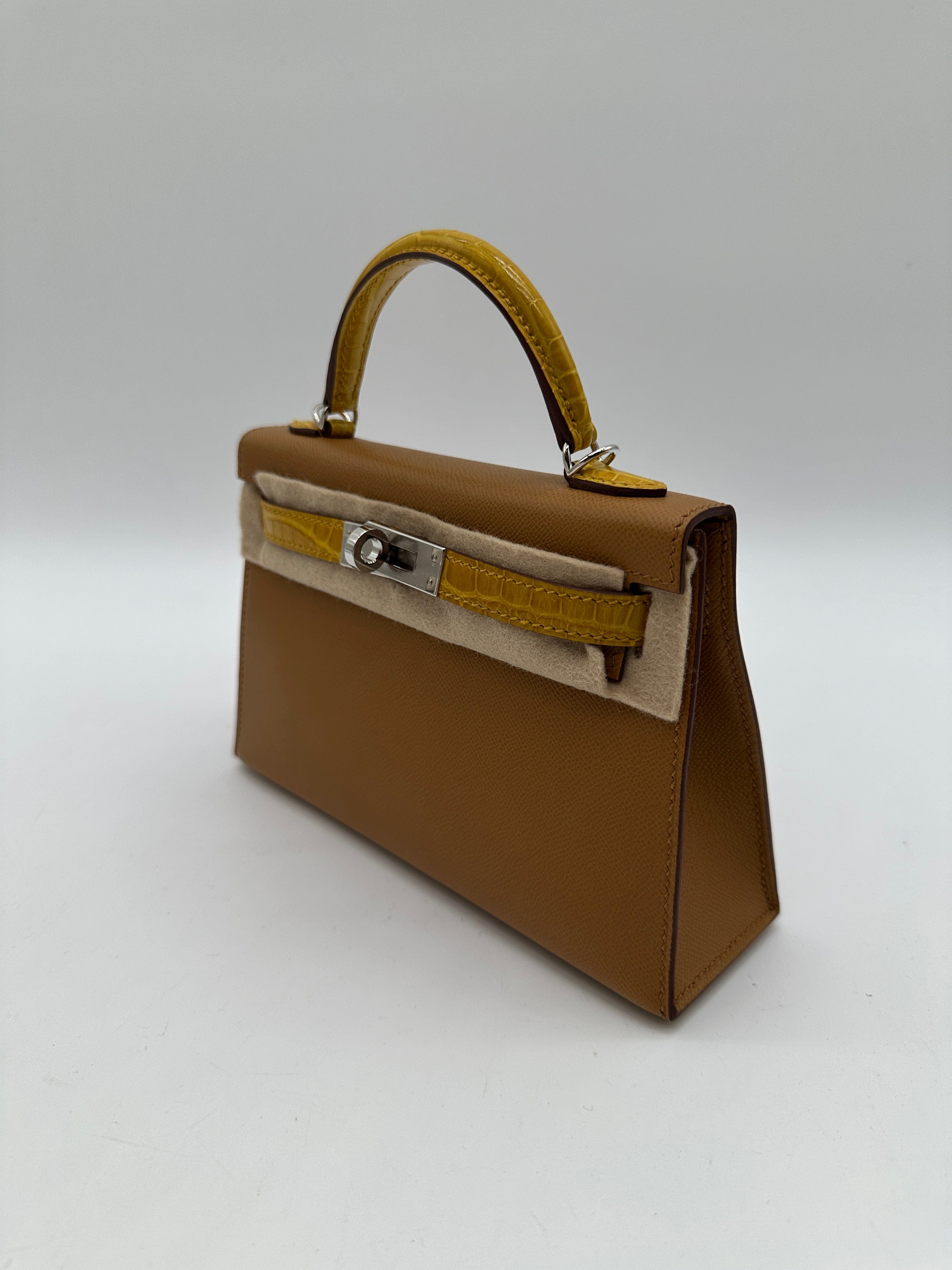 Hermès Hermès Mini Kelly 20 Touch Madame/Alli Missi Sesame / Jaune Ambre PHW K PC485