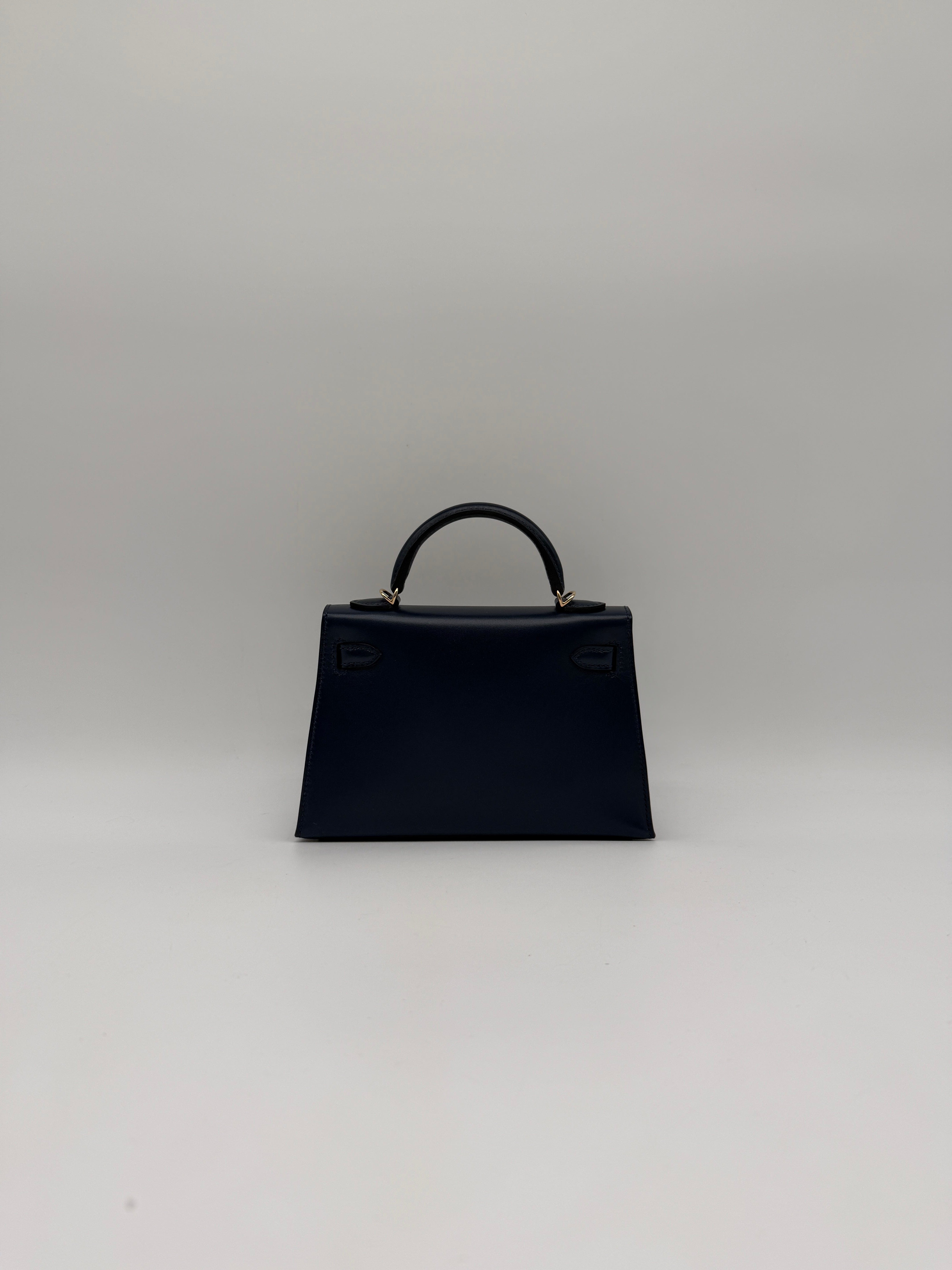 Hermès Hermès Mini Kelly Bleu Abysse Box Leather Permabrass Hardware