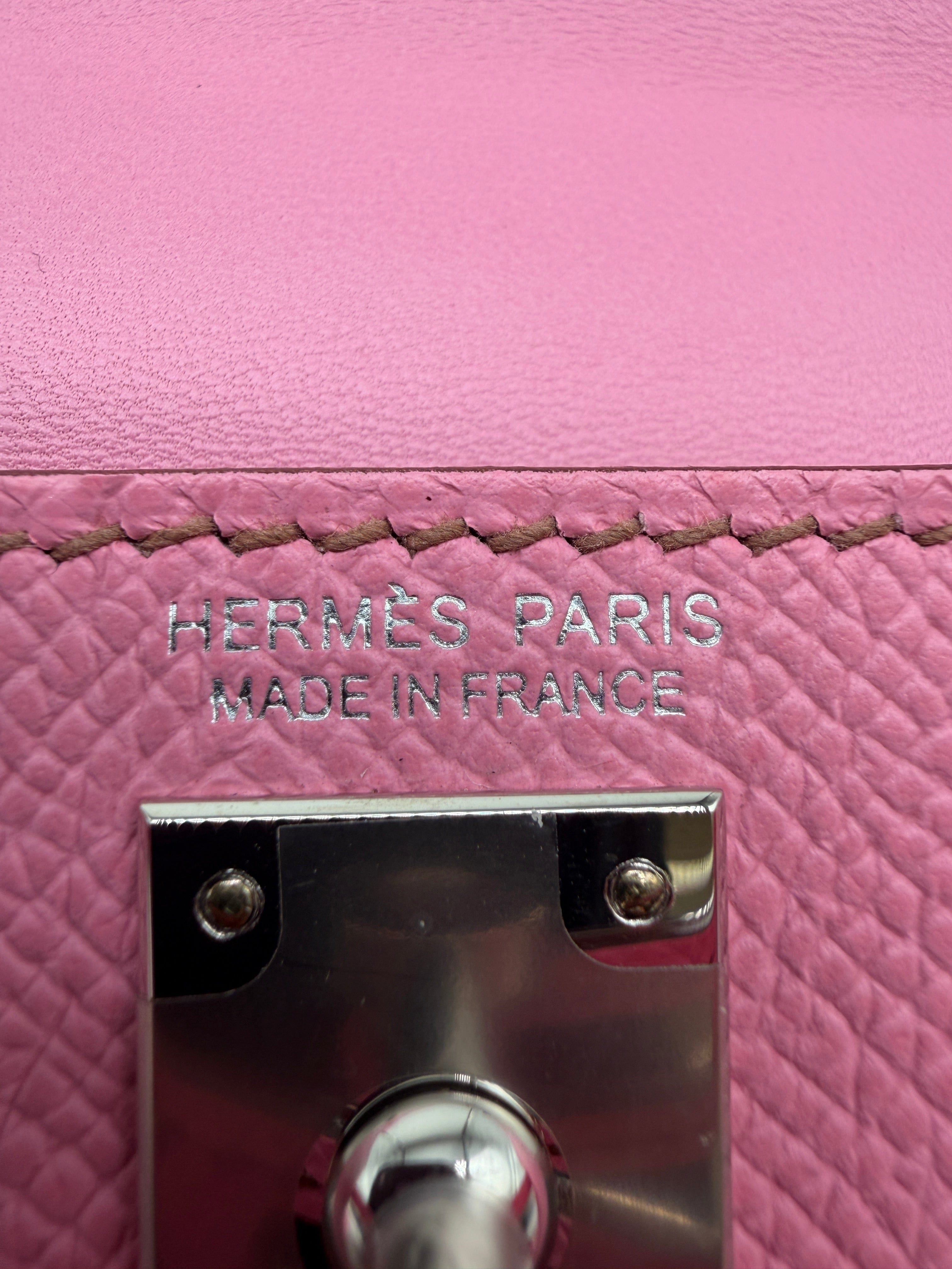 Hermès Hermès Mini Kelly Bubblegum Epsom Palladium Hardware