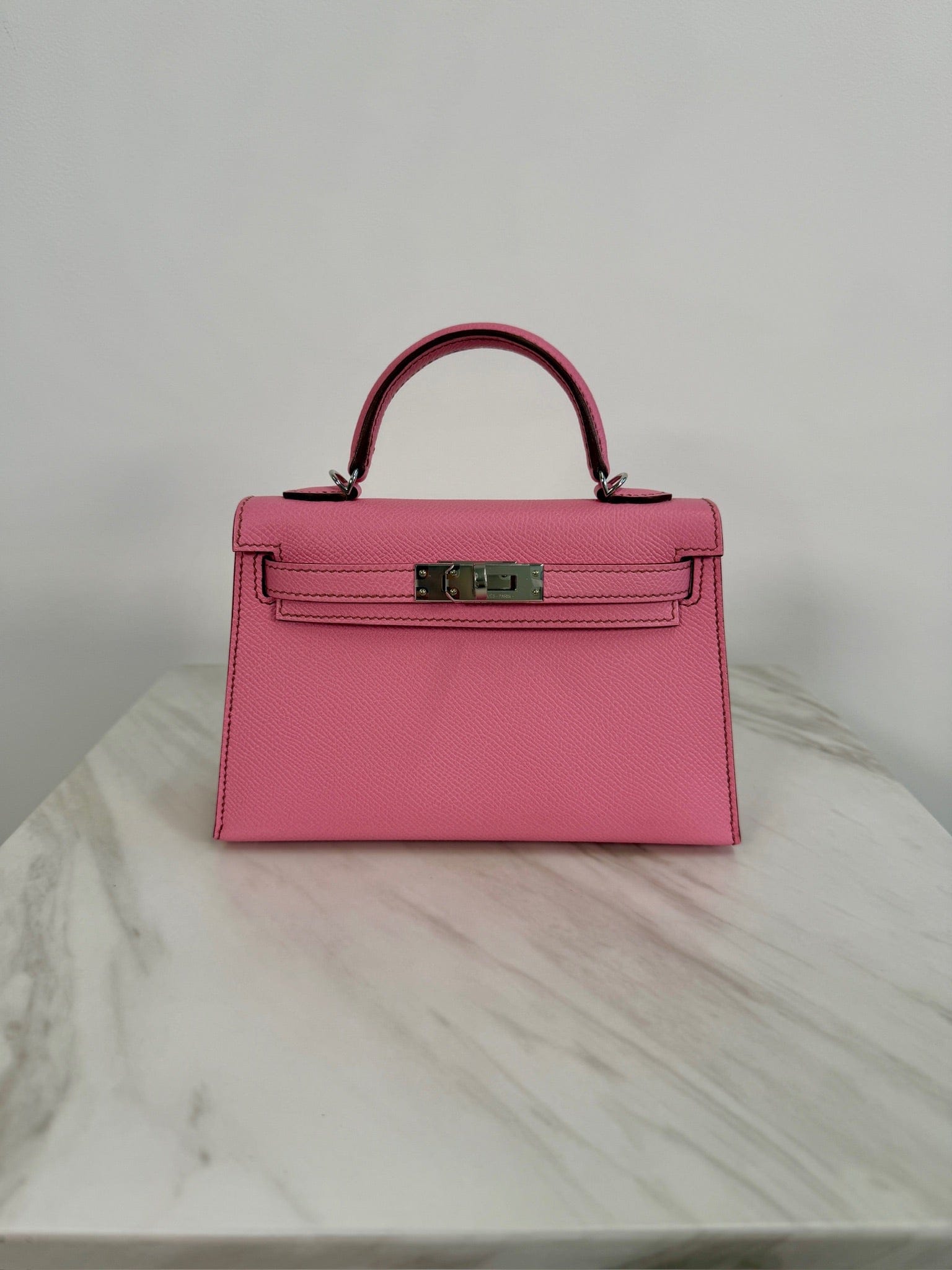 Hermès Hermès Mini Kelly Bubblegum Epsom Palladium Hardware