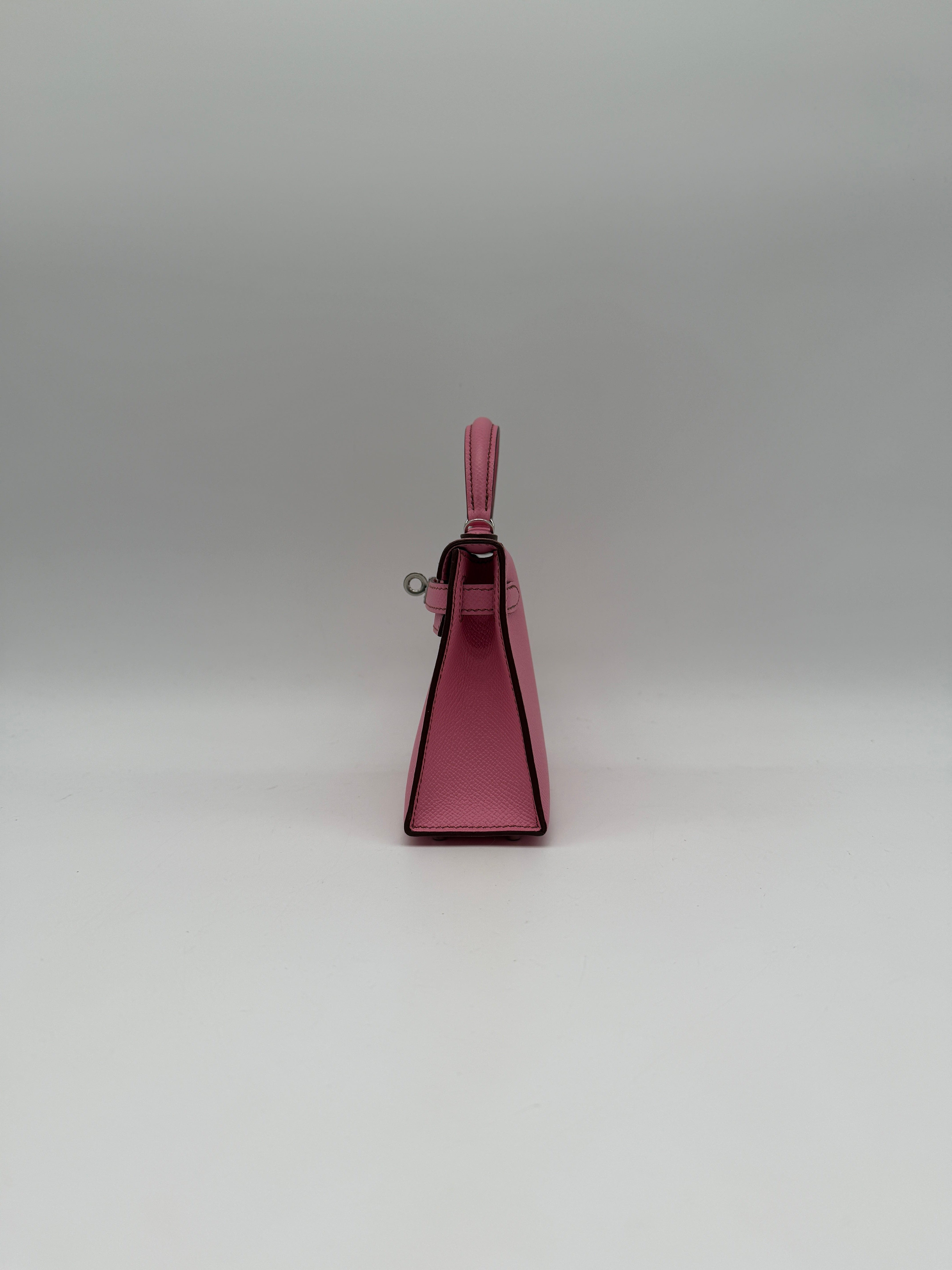 Hermès Hermès Mini Kelly Bubblegum Epsom Palladium Hardware