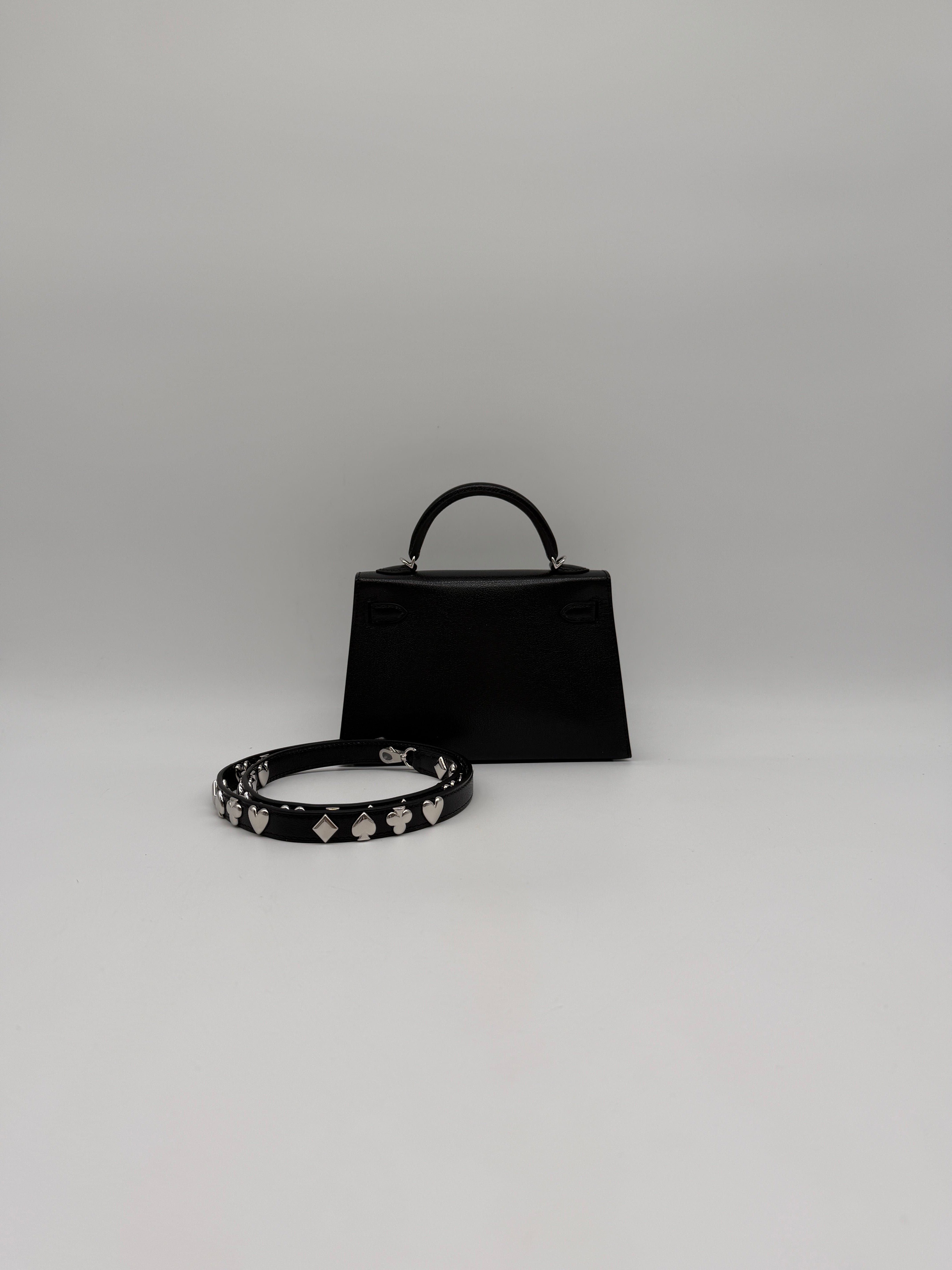 Hermès Hermès Mini Kelly Clou de coeur Black Chevre Palladium Hardware