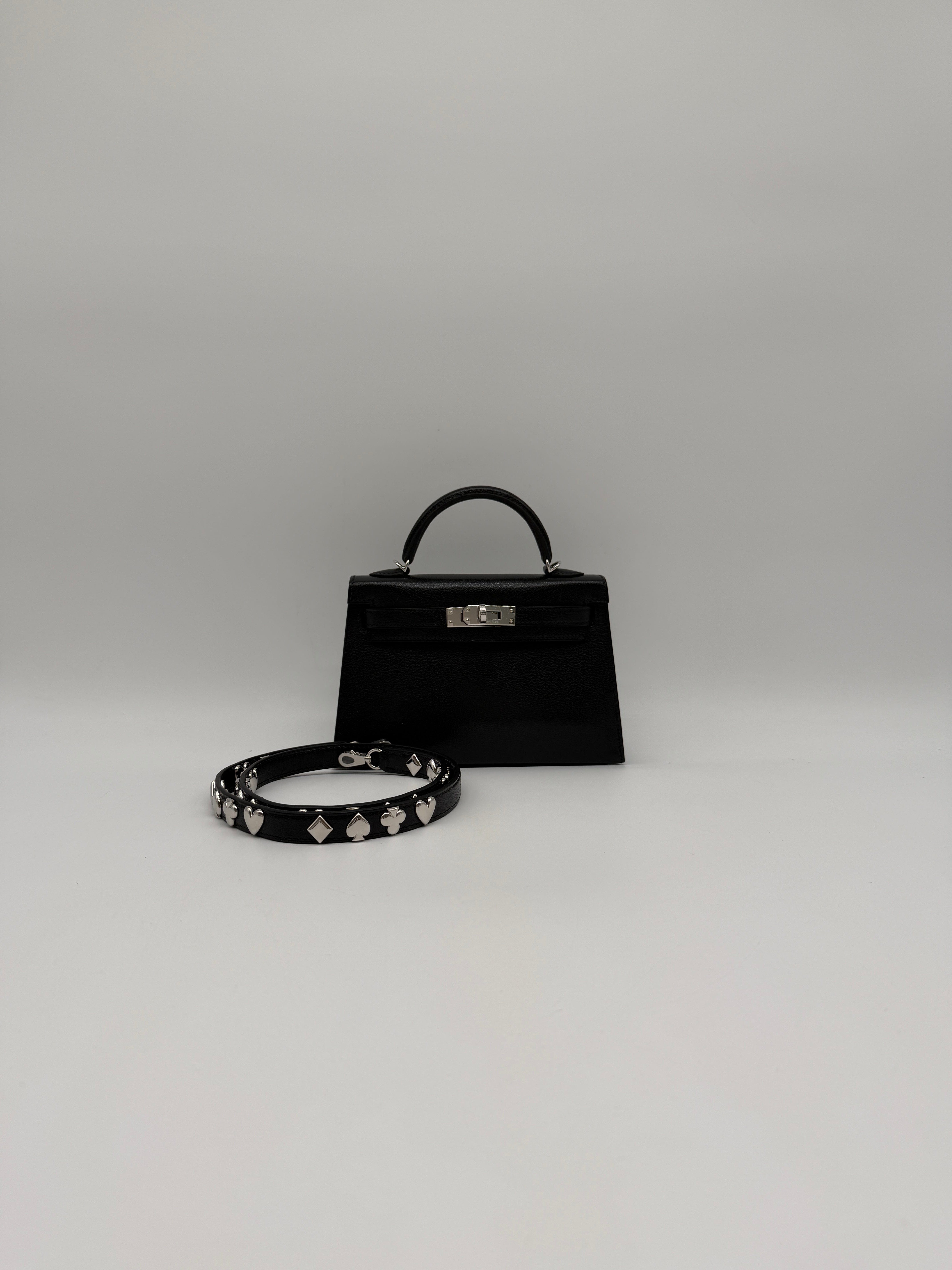 Hermès Hermès Mini Kelly Clou de coeur Black Chevre Palladium Hardware