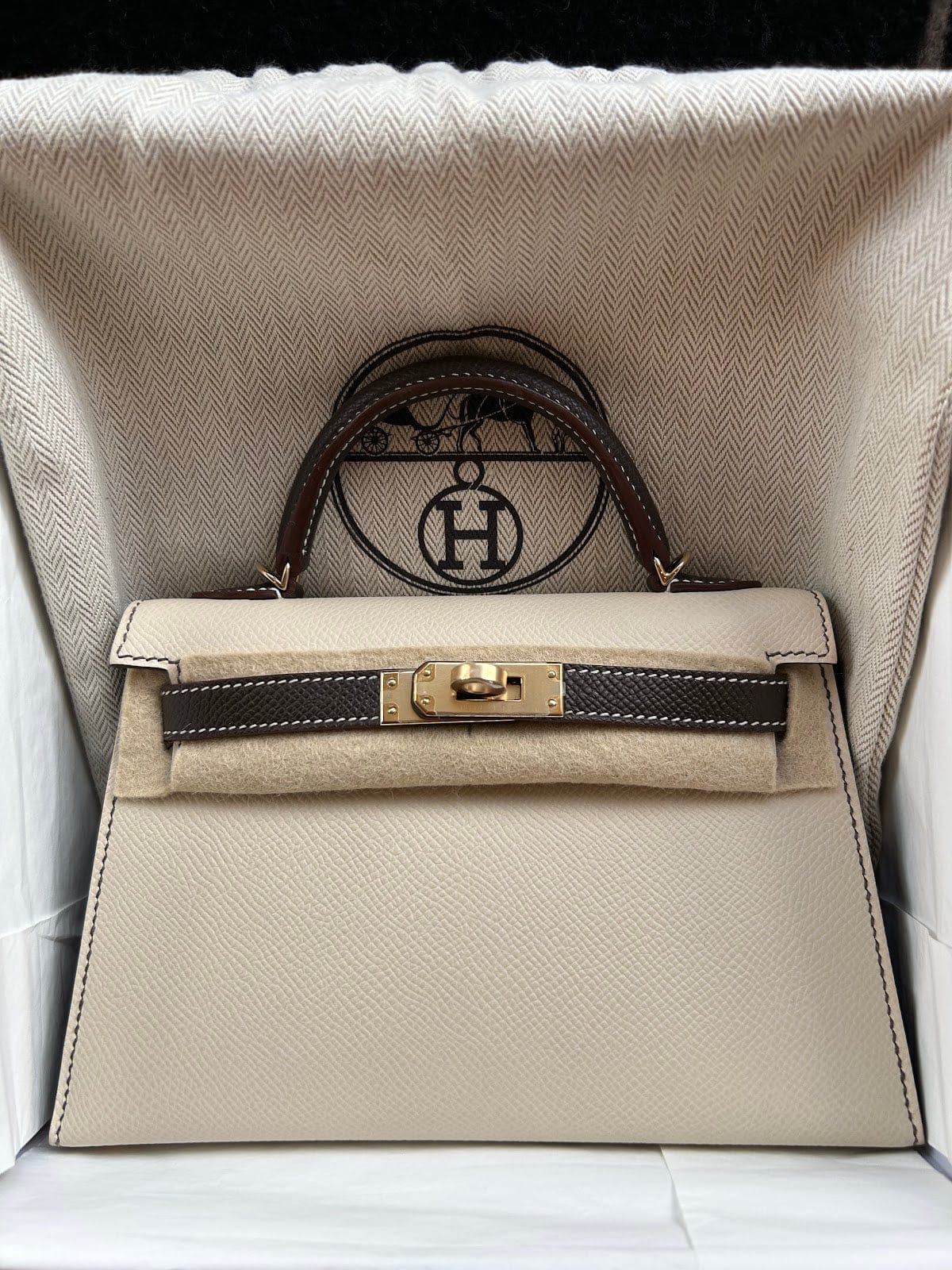 Hermès Hermes Mini Kelly Craie+Ebene Pbhw z epsom ALTC0219